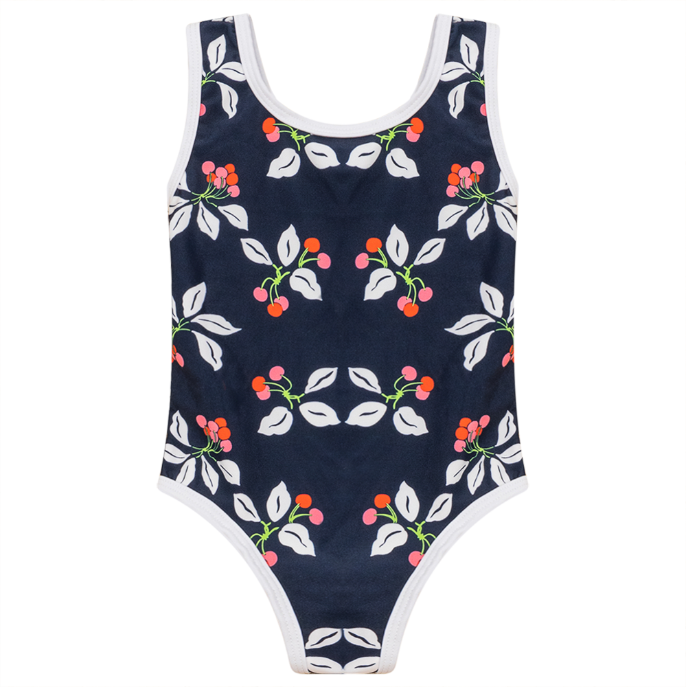 Cherry Print Swimsuit Navy Girls Bathing Suits by {{ product_vemdor}}