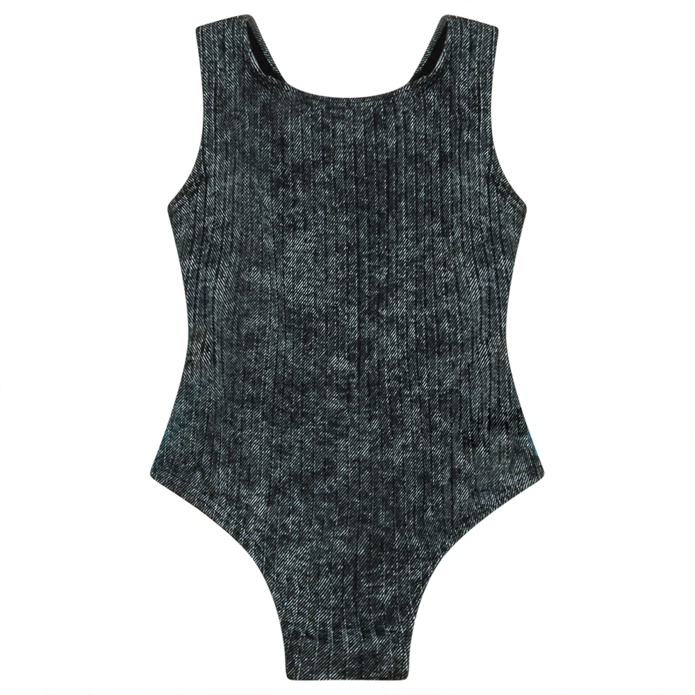 Distressed Rib Swimsuit in Grey Wash by Try