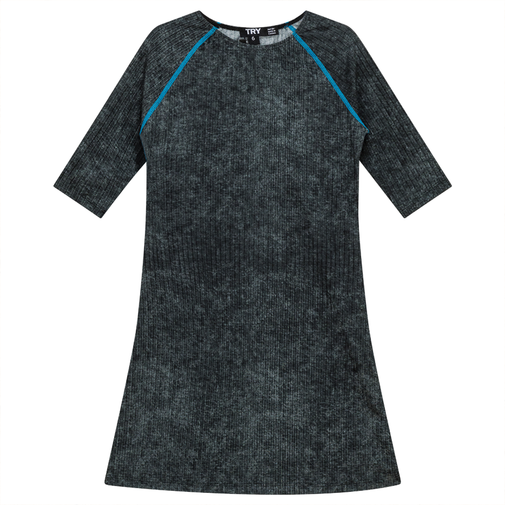 Distressed Rib Swim Dress in Grey Wash by Try
