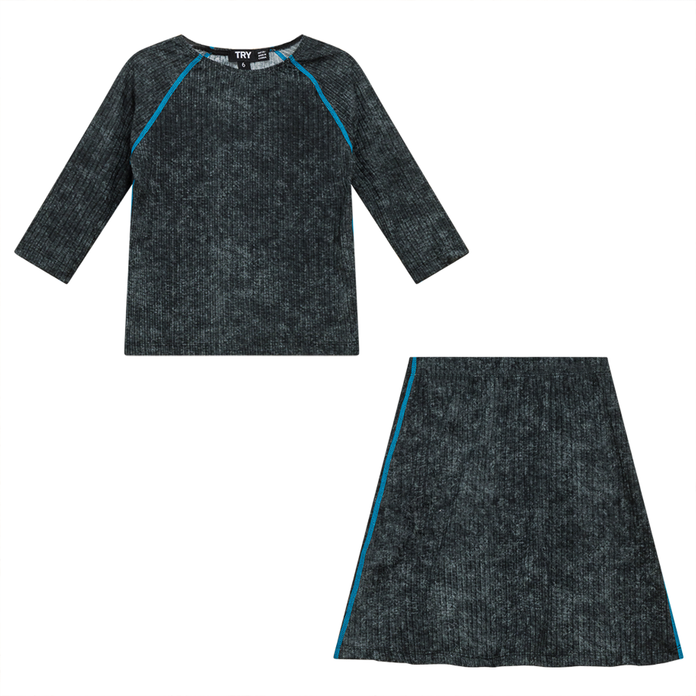 Distressed Rib 2Pc Swim Set in Grey Wash by Try