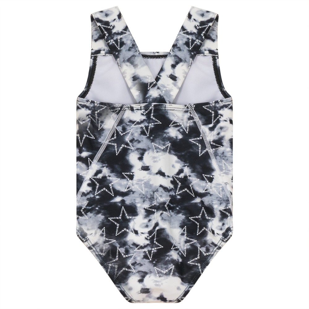 Tie Dye Heart and Star Print Swimsuit in Black by Try