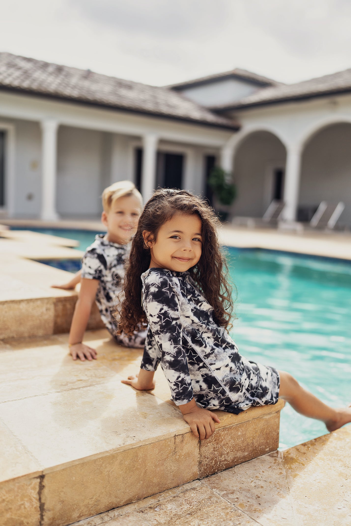 Tie Dye Heart and Star Print Swim Dress in by Try