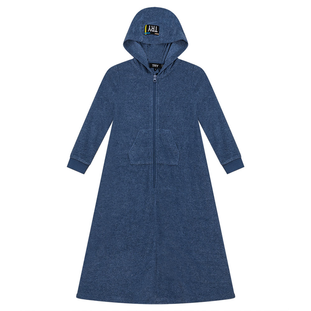 Star Crochet Terry Robe in Denim Mix by Try