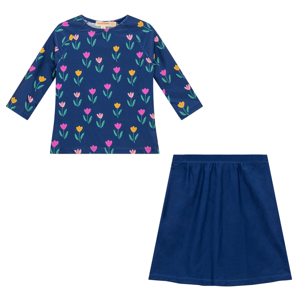 Flower Print 2Pc Swim Set in Navy Floral by Sunburnt