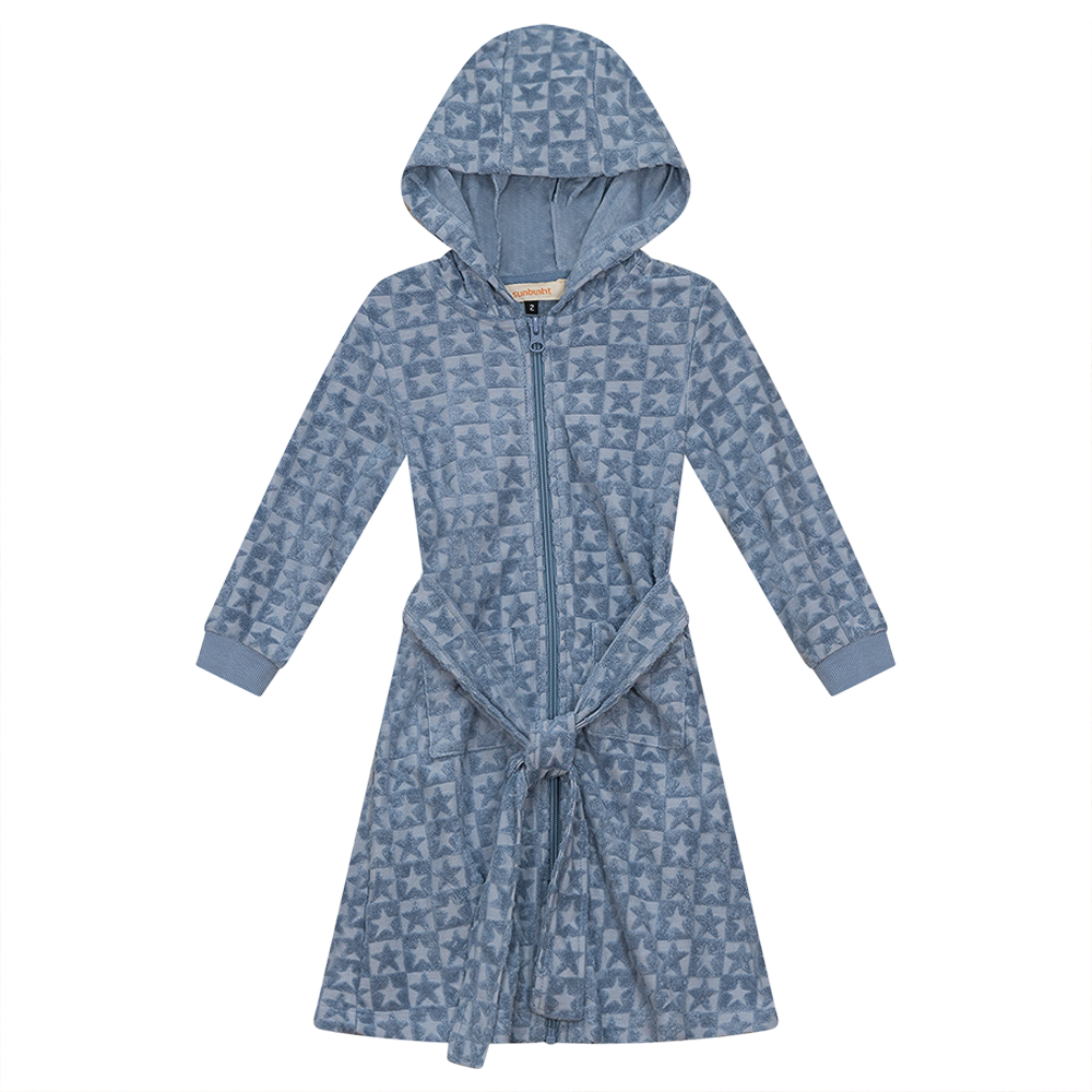 Checkered Star Terry Robe in Denim by Sunburnt