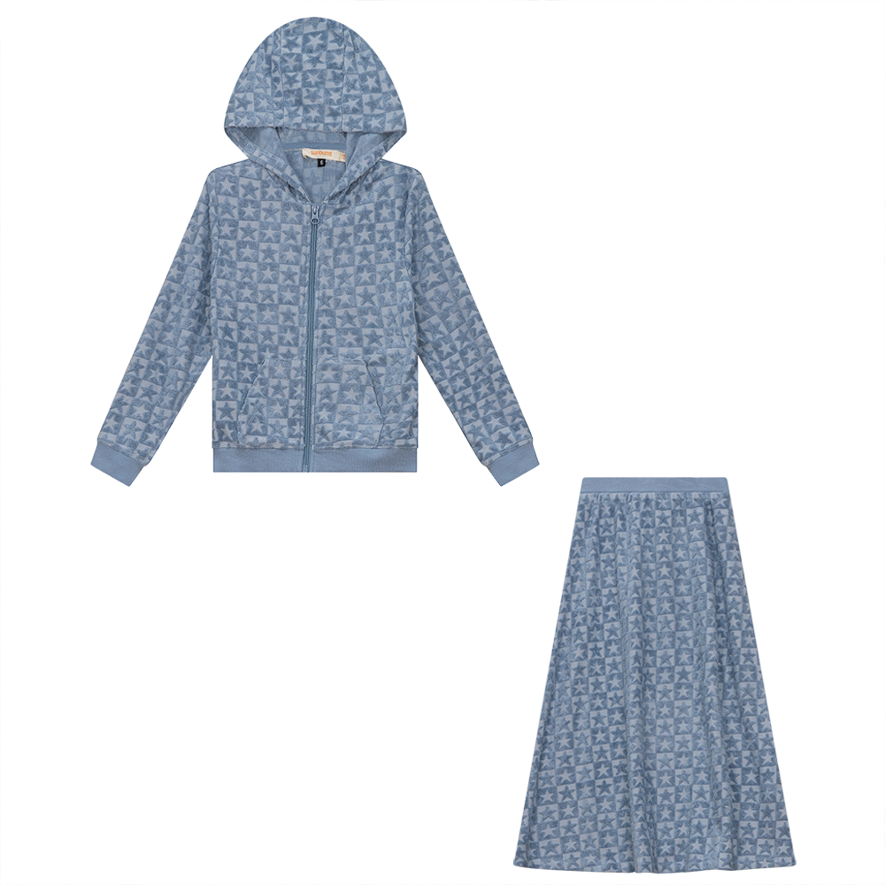 Checkered Floral Terry 2Pc Set in Denim by Sunburnt