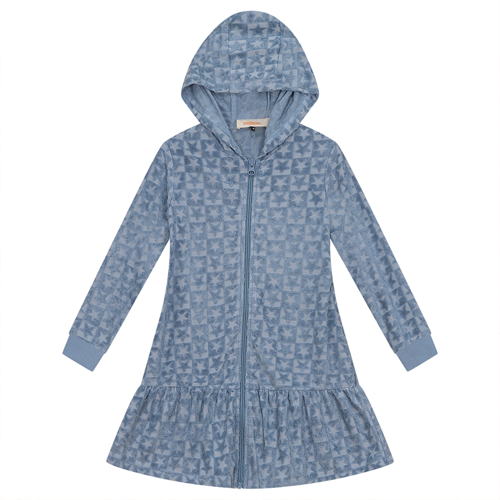 Checkered Floral Star Terry Robe in Denim by Sunburnt