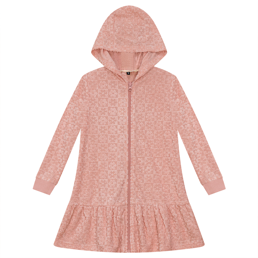 Checkered Floral Star Terry Robe in Pink by Sunburnt