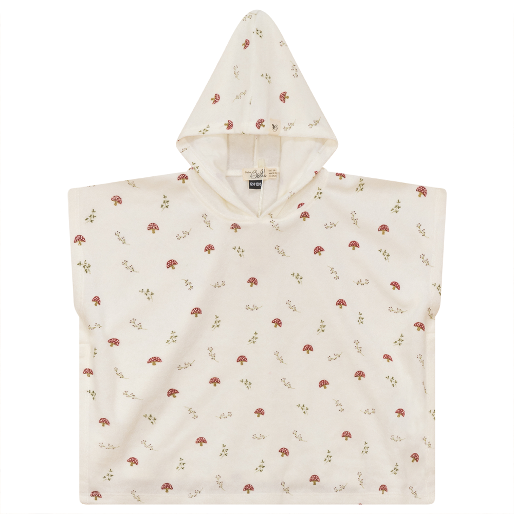 Printed Terry Poncho in Beige Cream by Bebe Bella