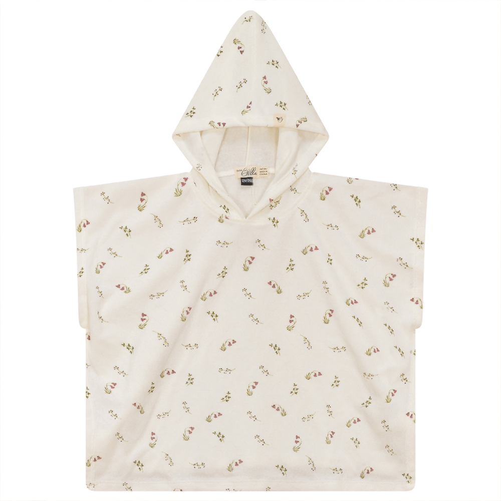 Printed Terry Poncho in Mauve Cream by Bebe Bella