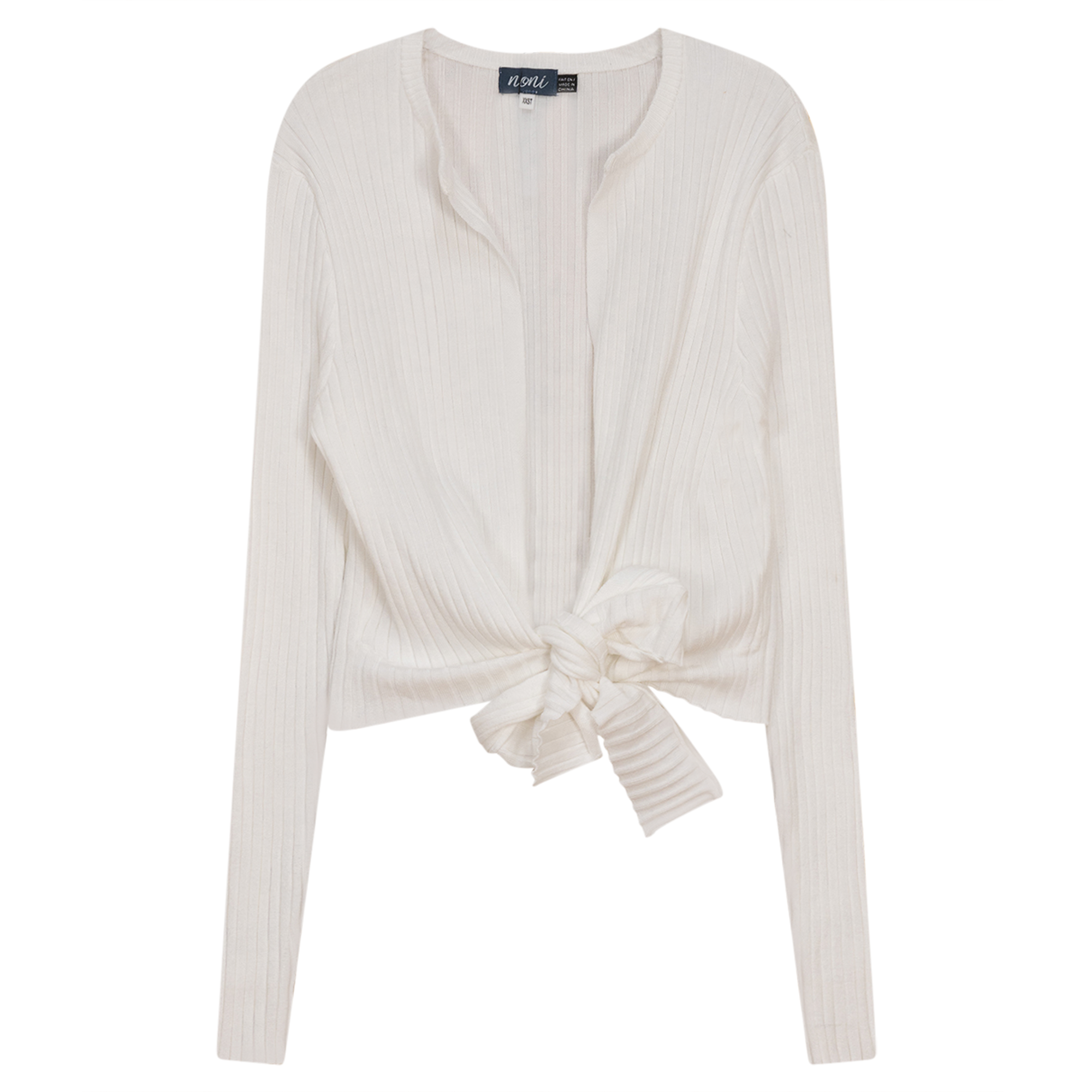 Cropped Tie Cardigan in White by Noni