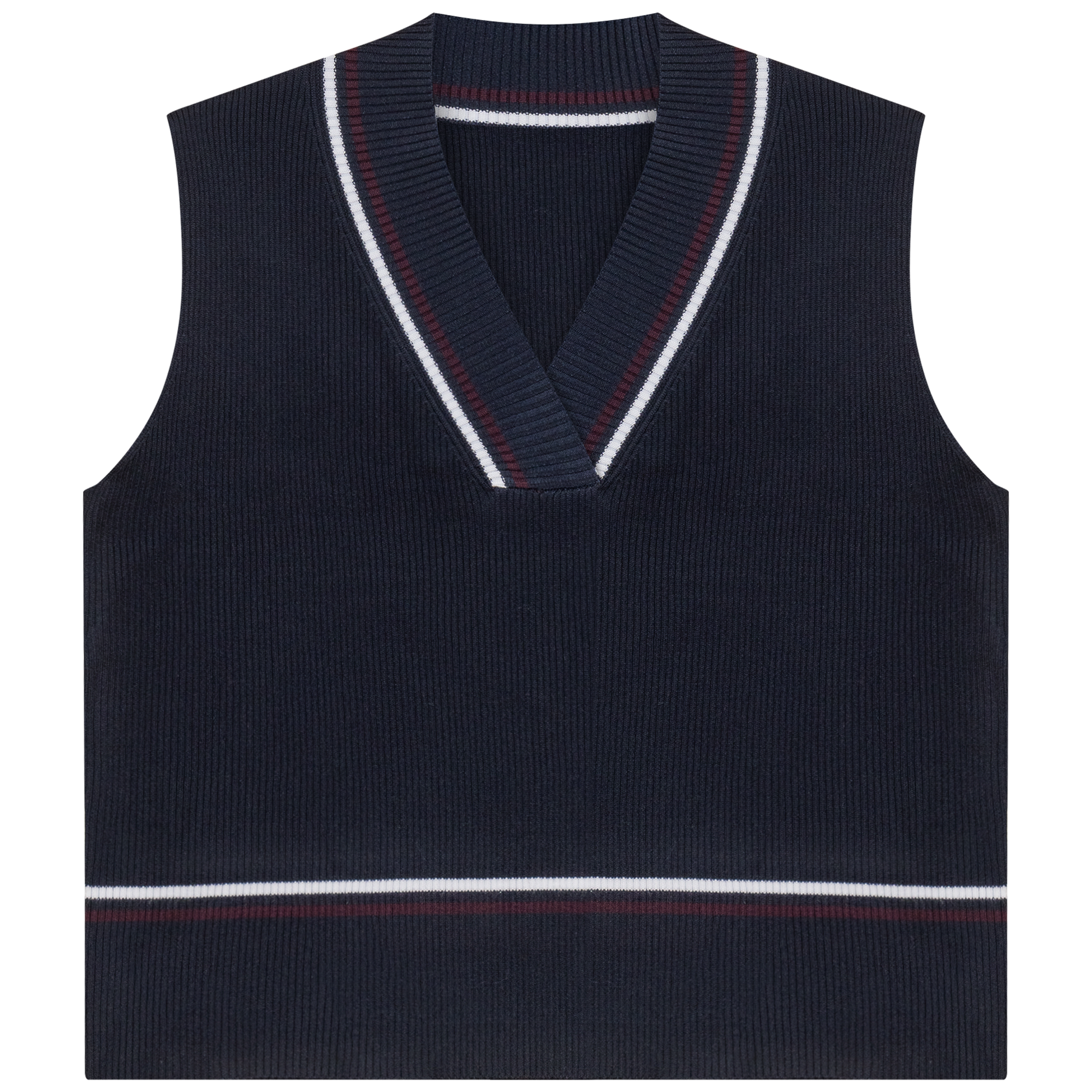 Contrast Striped Vest in Dark Navy by Marjun