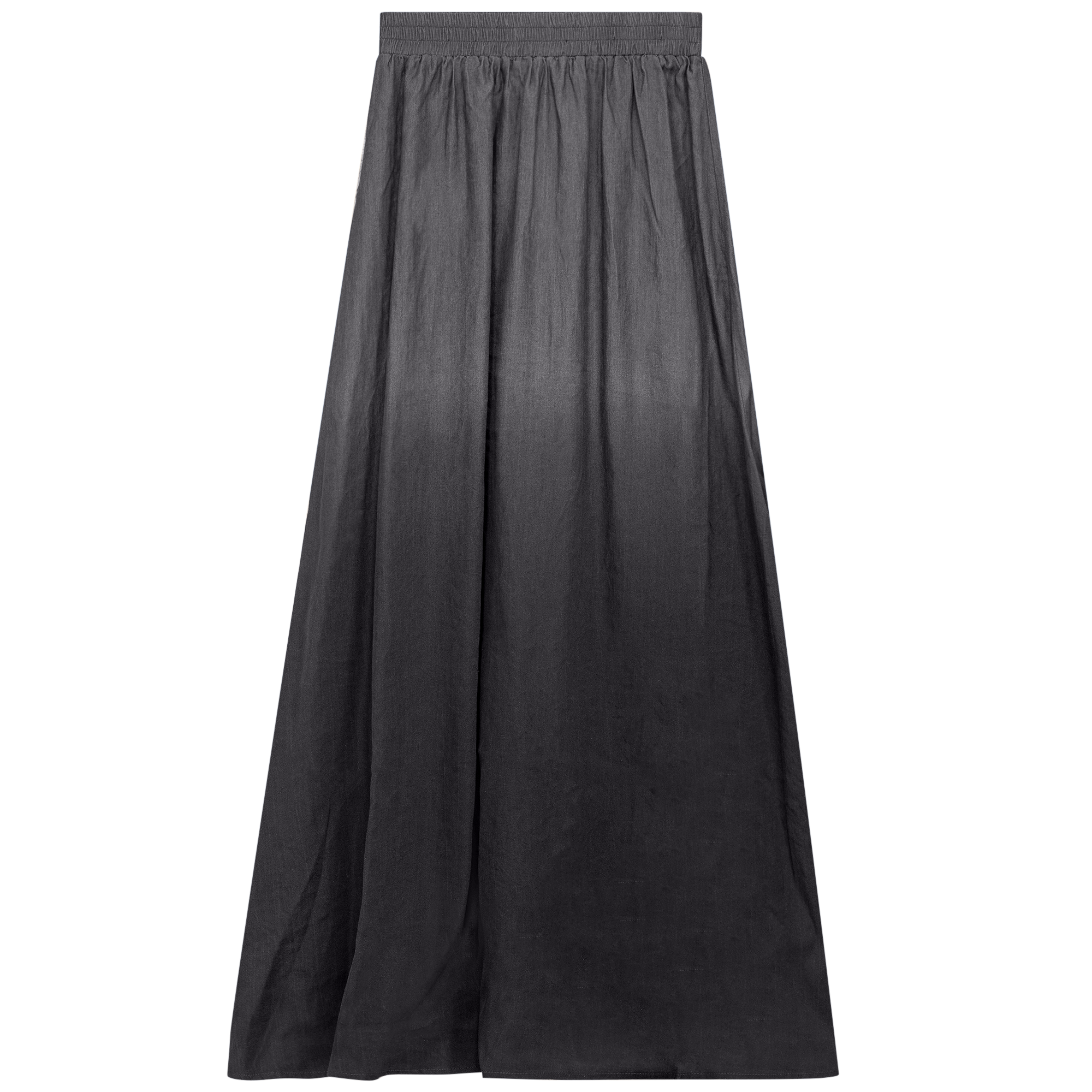 Denim Dip Dye Maxi Skirt in Black Denim Wash by Midi