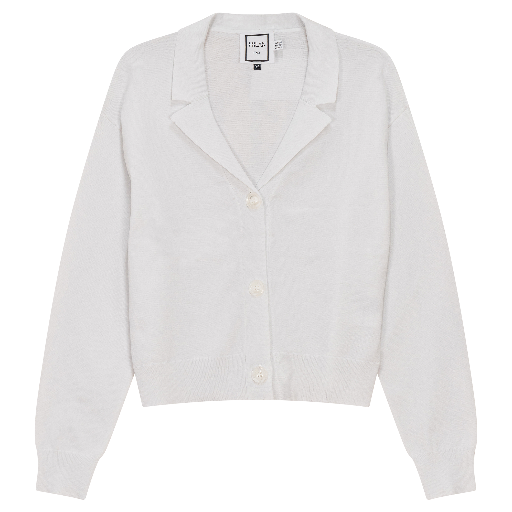 Cropped Knit Cardigan in White by Milan Italy