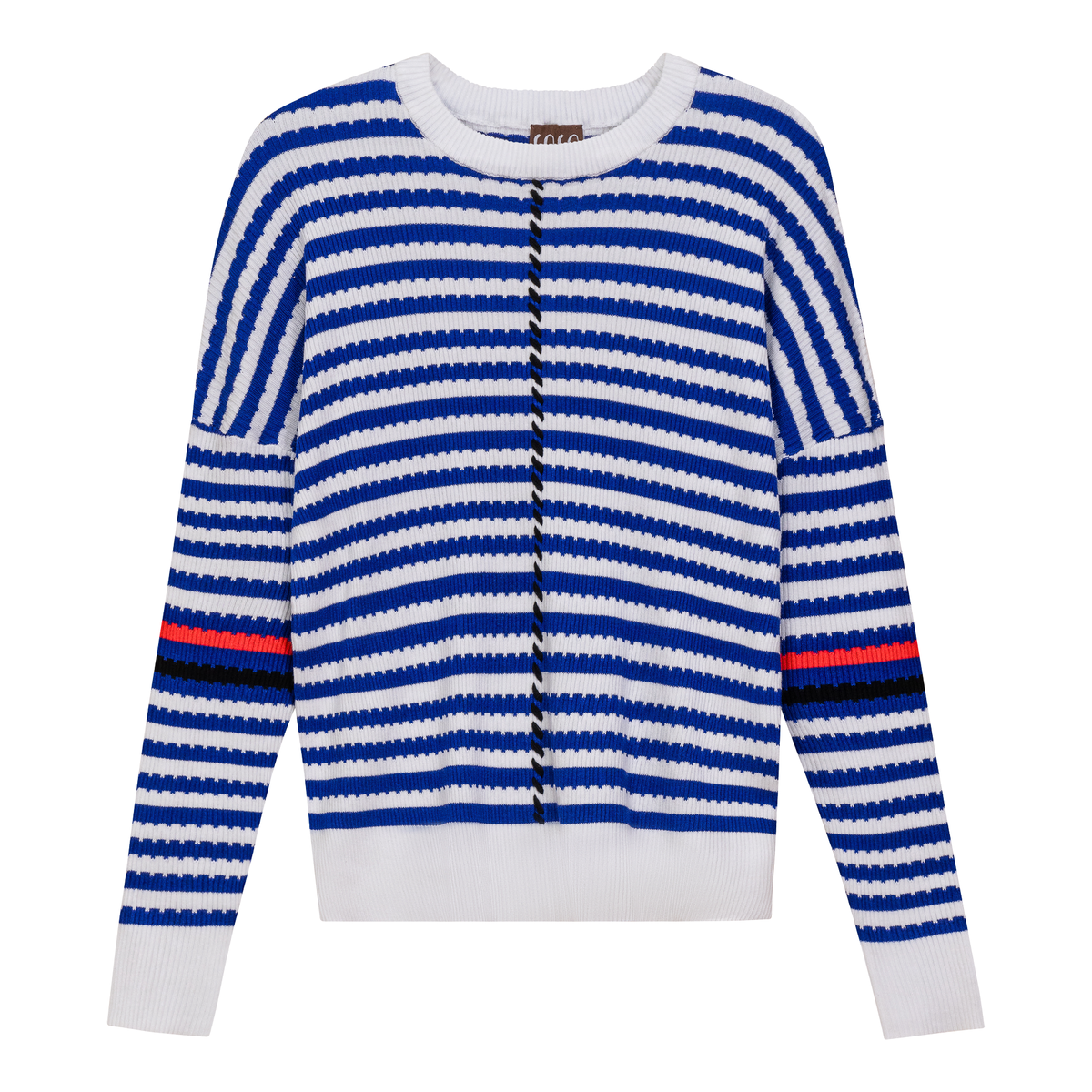 Chevron Stripped Thin Knit Sweater in White Light Sapphire by Coco