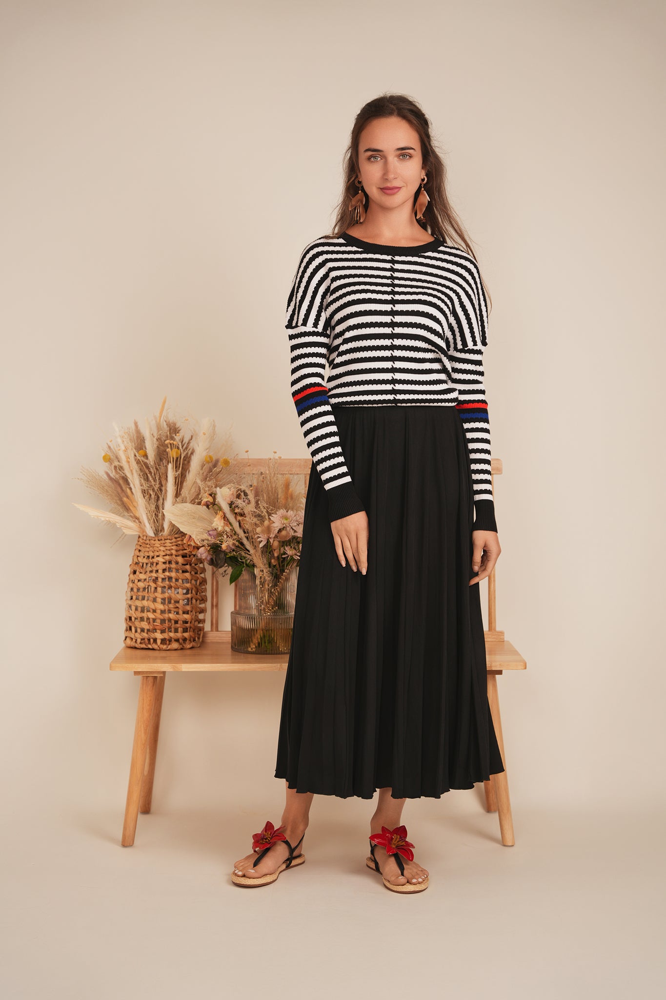 Chevron Stripped Thin Knit Sweater in by Coco