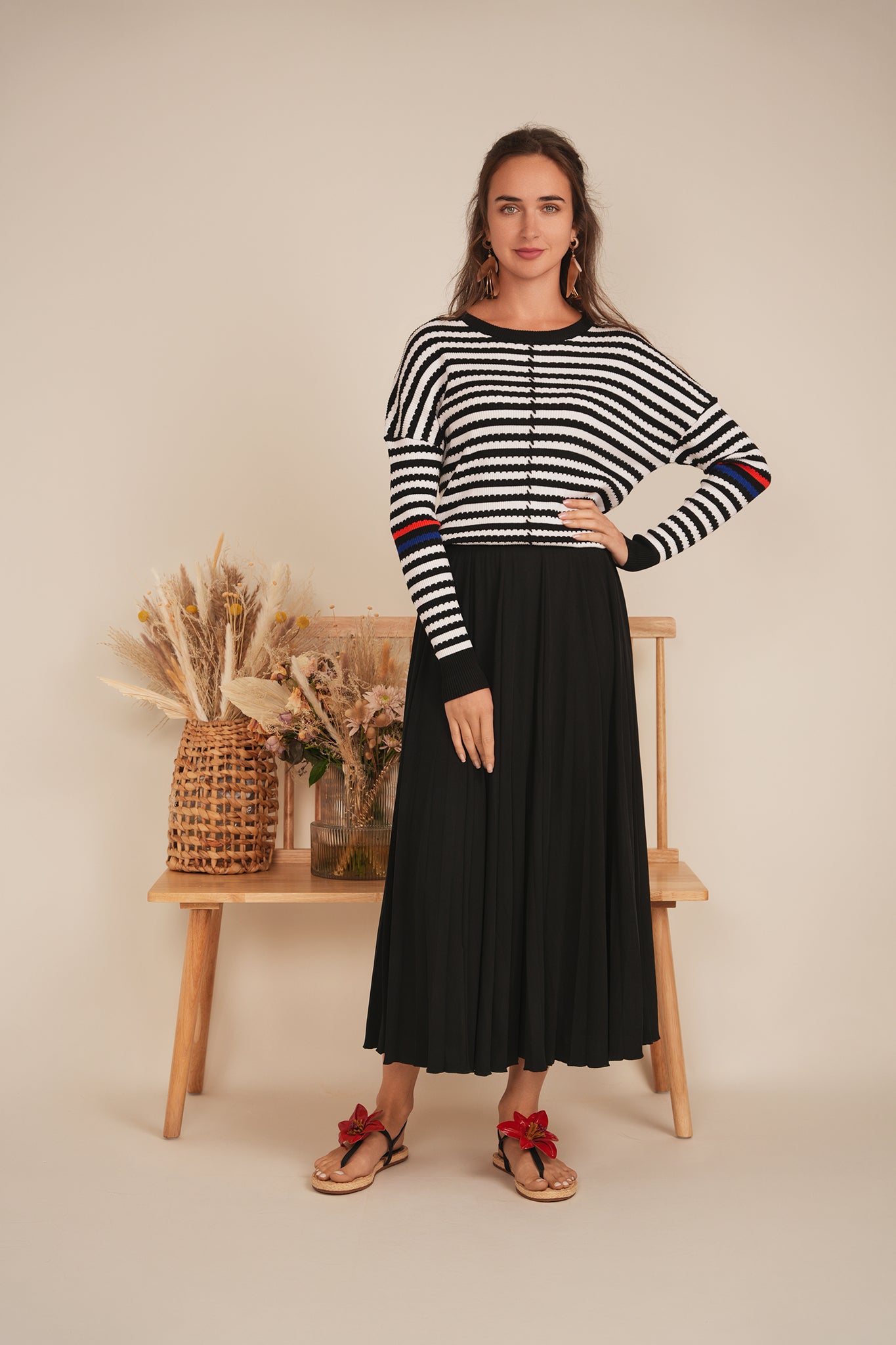 Chevron Stripped Thin Knit Sweater in by Coco