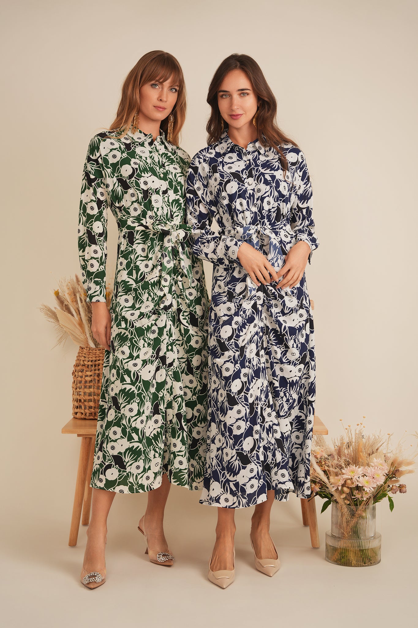 Printed Ruched Shirt Dress in by Coco de la Mour