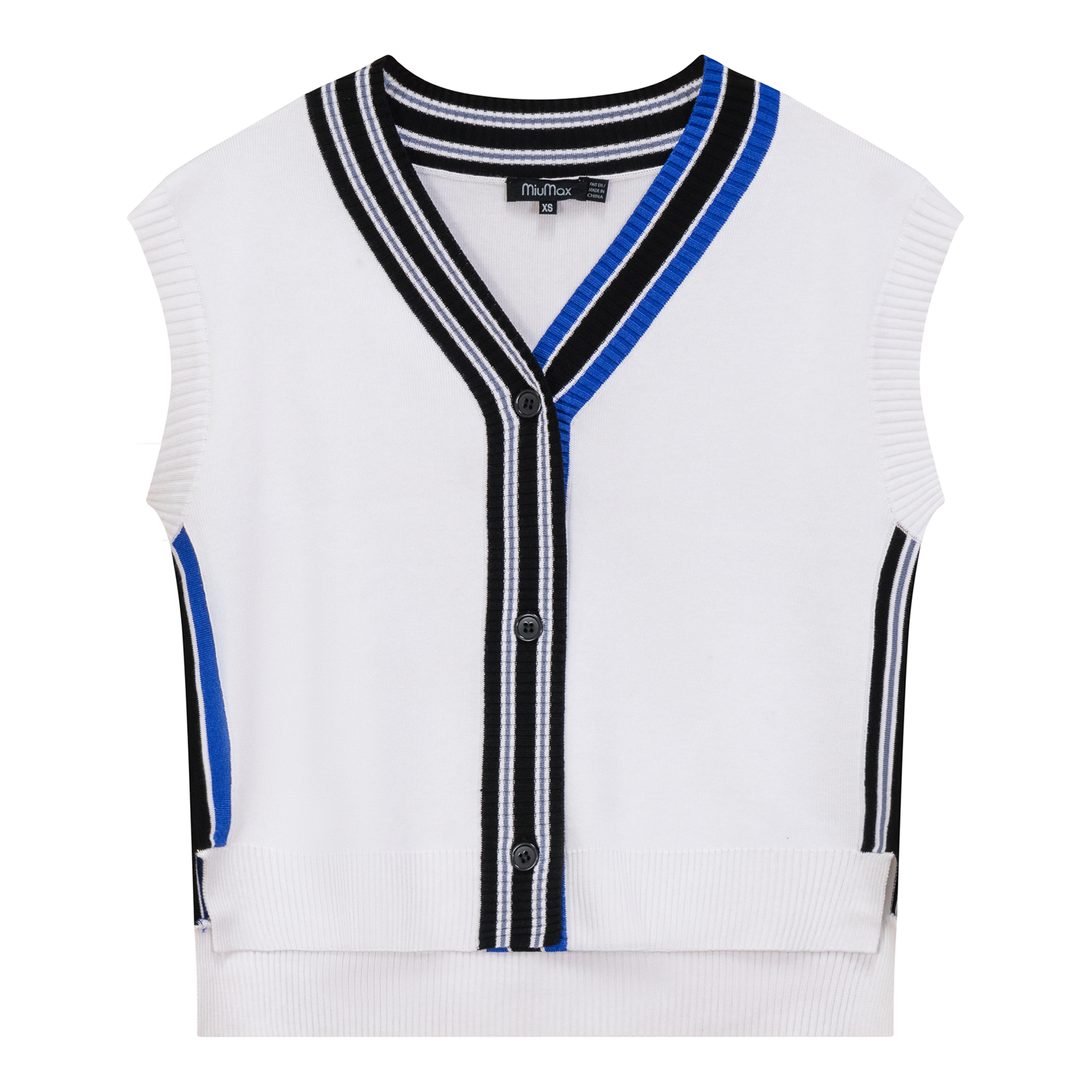 Knit Vest Cardigan in White by MiuMax