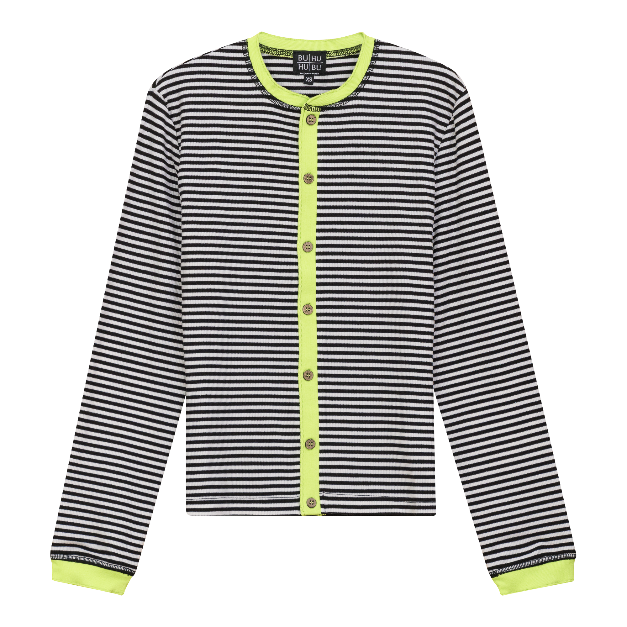 Striped Ribbed Contrast Cardigan in Black White by BuHu