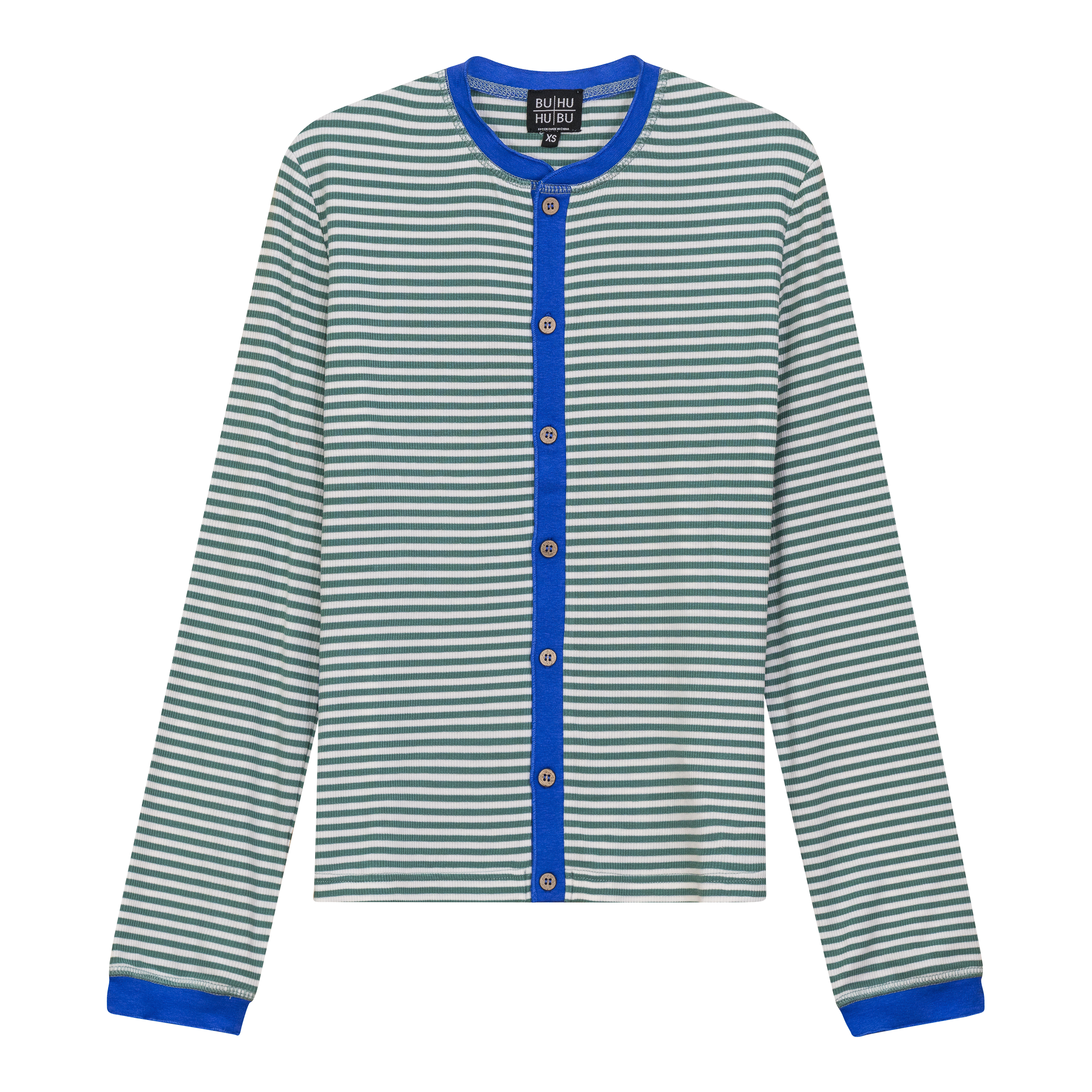 Striped Ribbed Contrast Cardigan in Mint White by BuHu