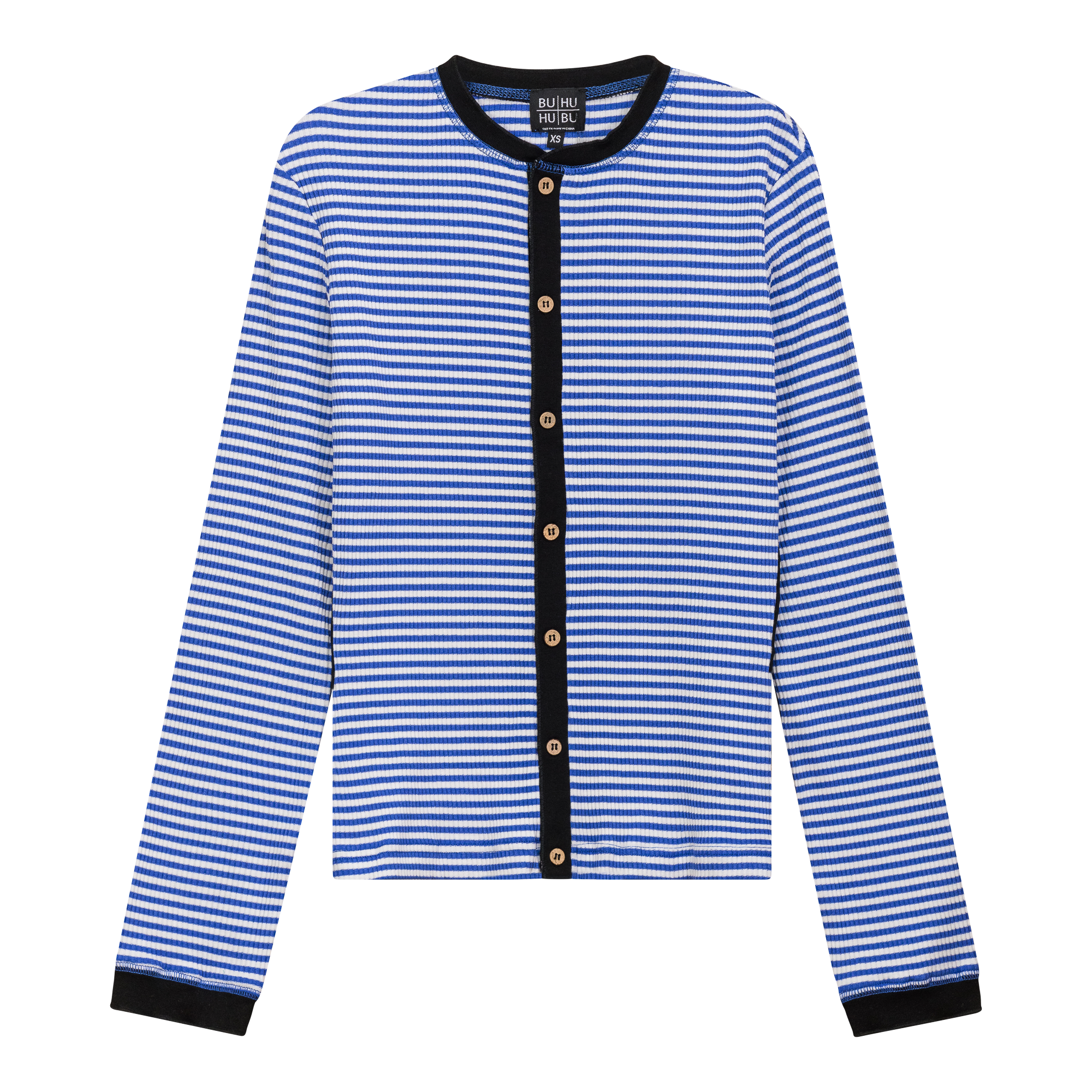 Striped Ribbed Contrast Cardigan in Sapphire White by BuHu