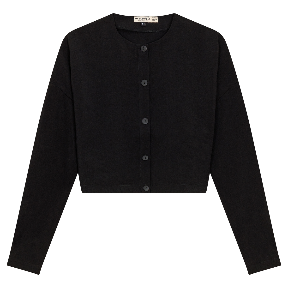 Tencel Cropped Bungee Blouse in Black by Versatile