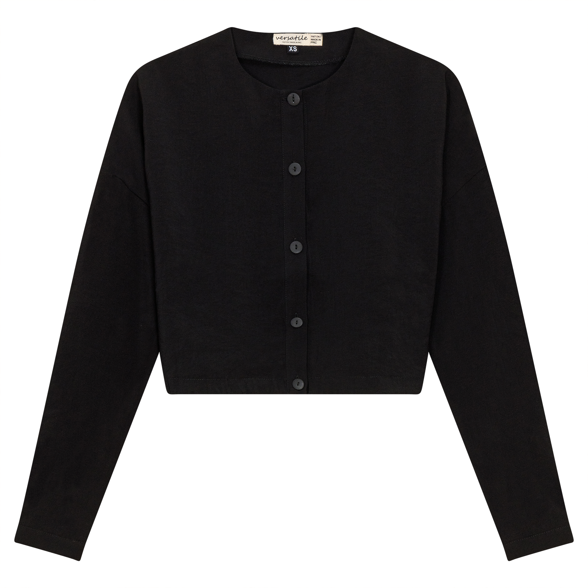 Tencel Cropped Bungee Blouse in Black by Versatile