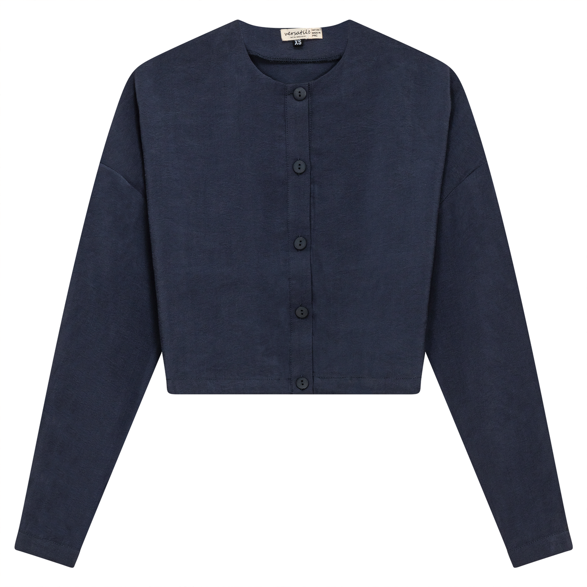 Tencel Cropped Bungee Blouse in Midnight Blue by Versatile