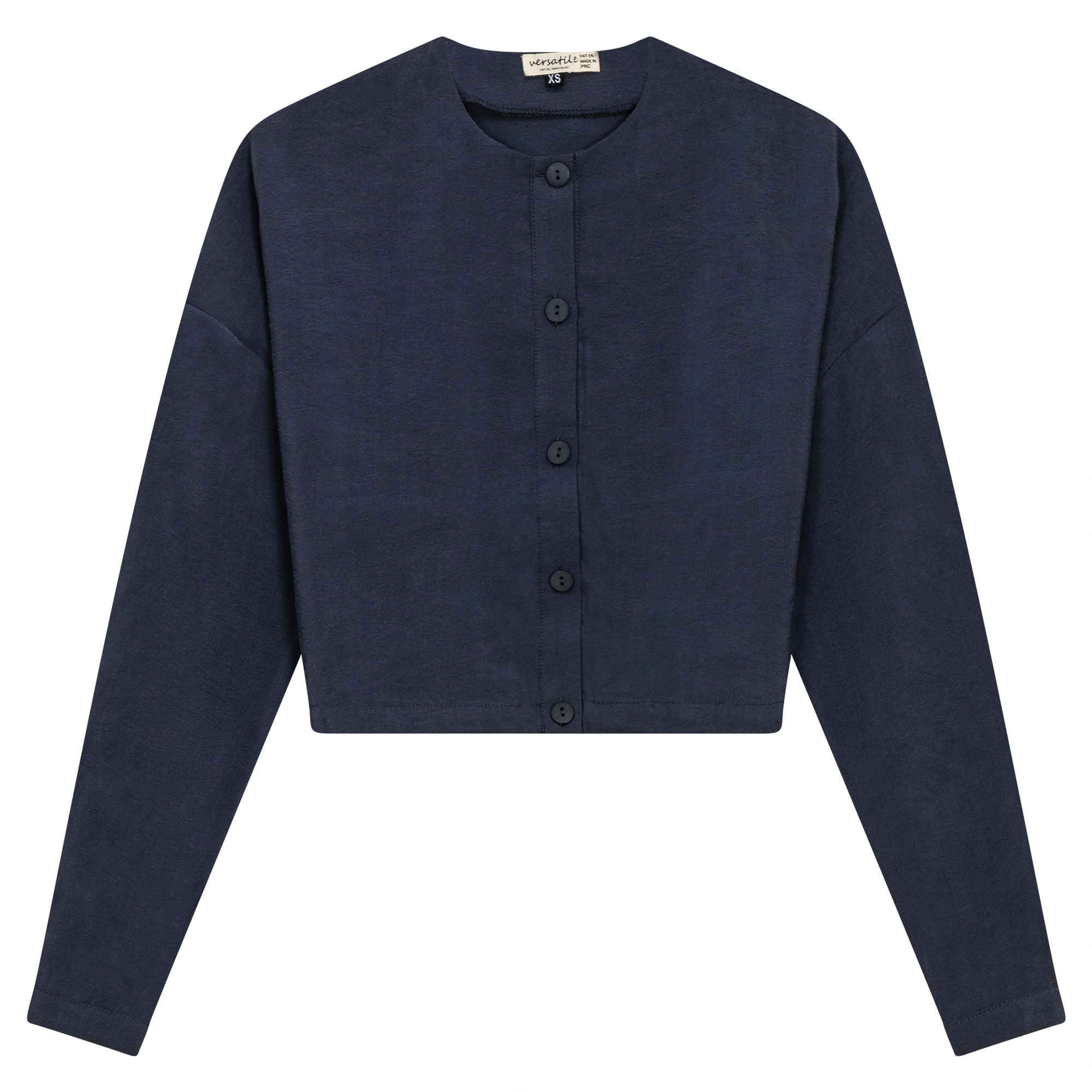 Tencel Cropped Bungee Blouse in Midnight Blue by Versatile