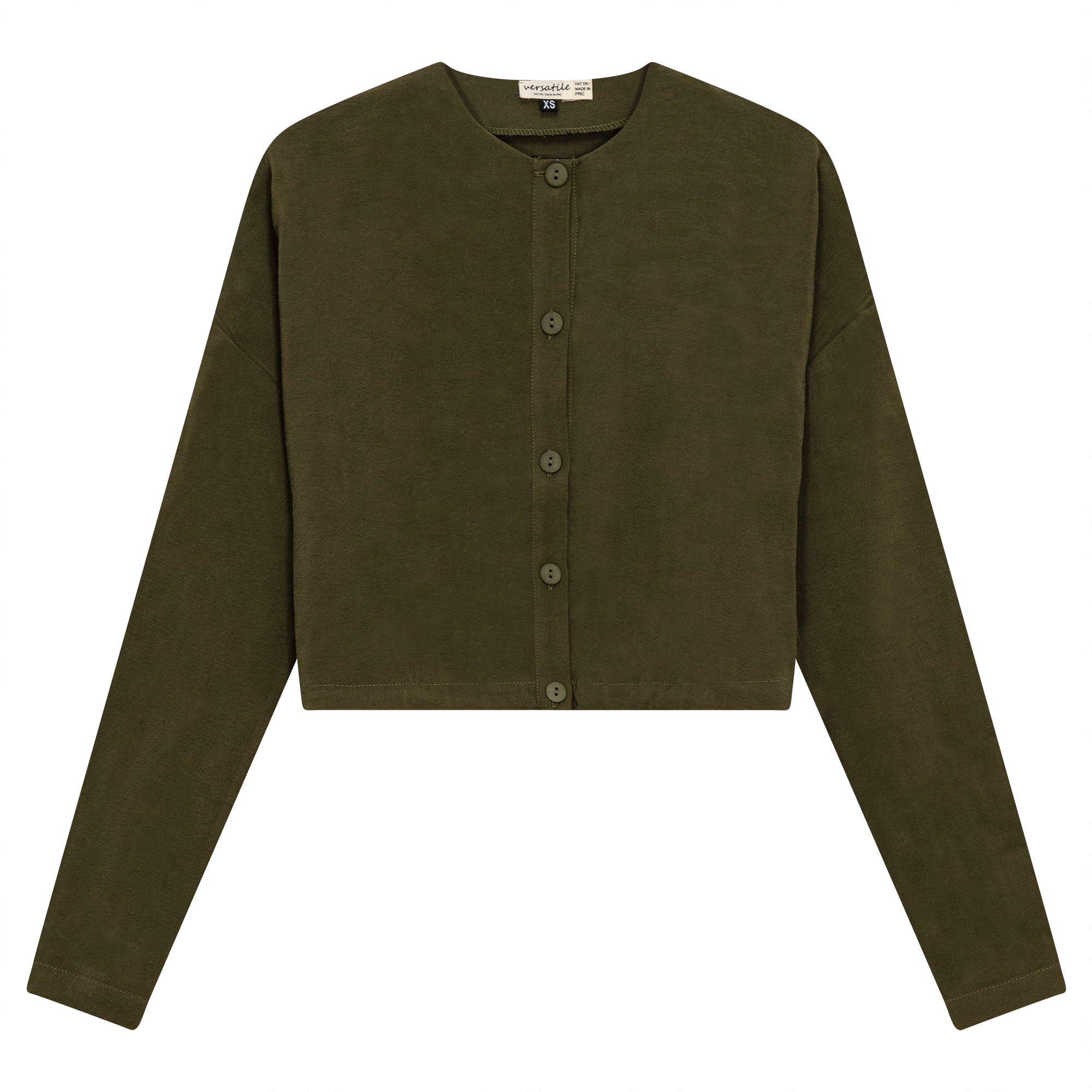 Tencel Cropped Bungee Blouse in Olive by Versatile