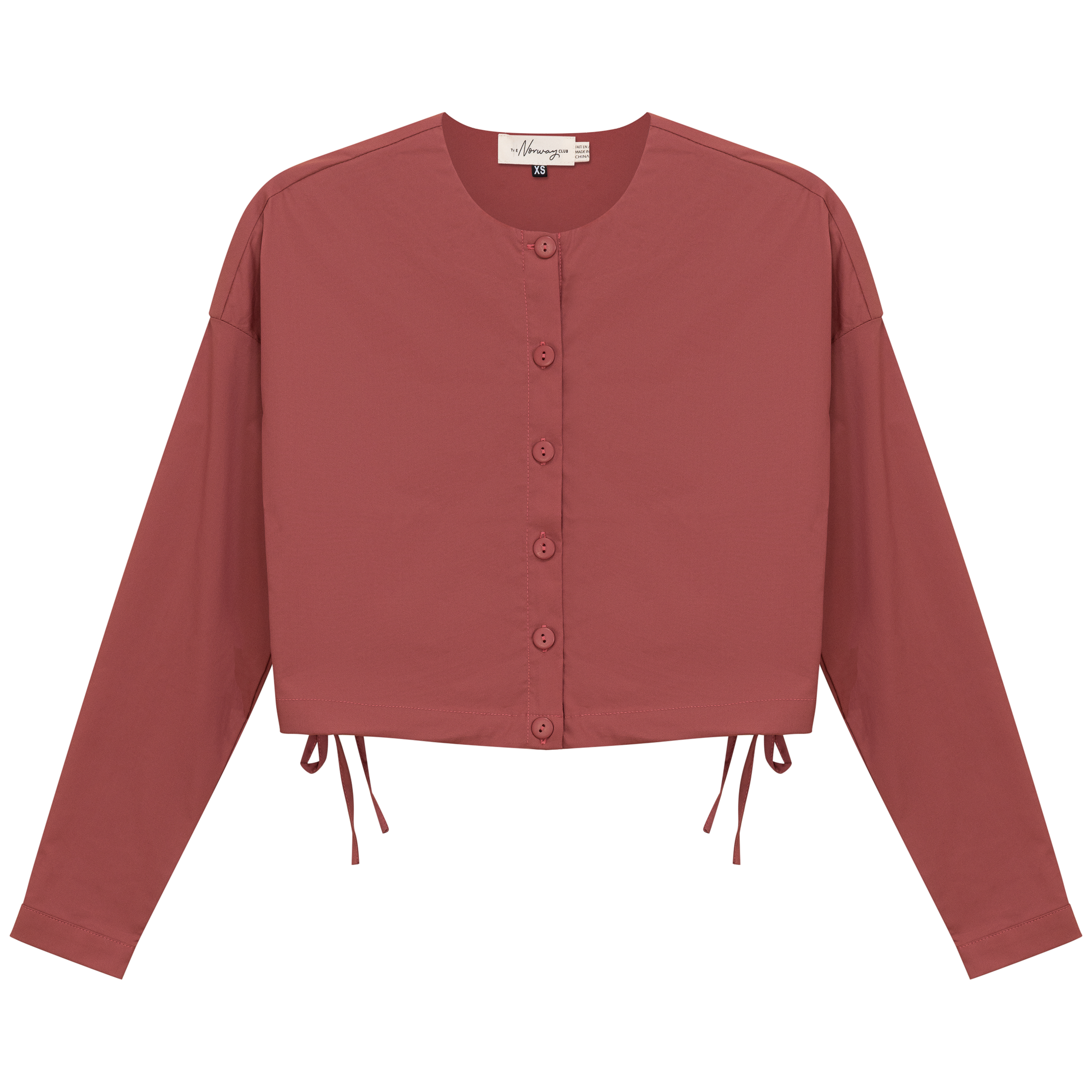 Cotton Cropped Side Tie Blouse in Champagn by The Norway Club