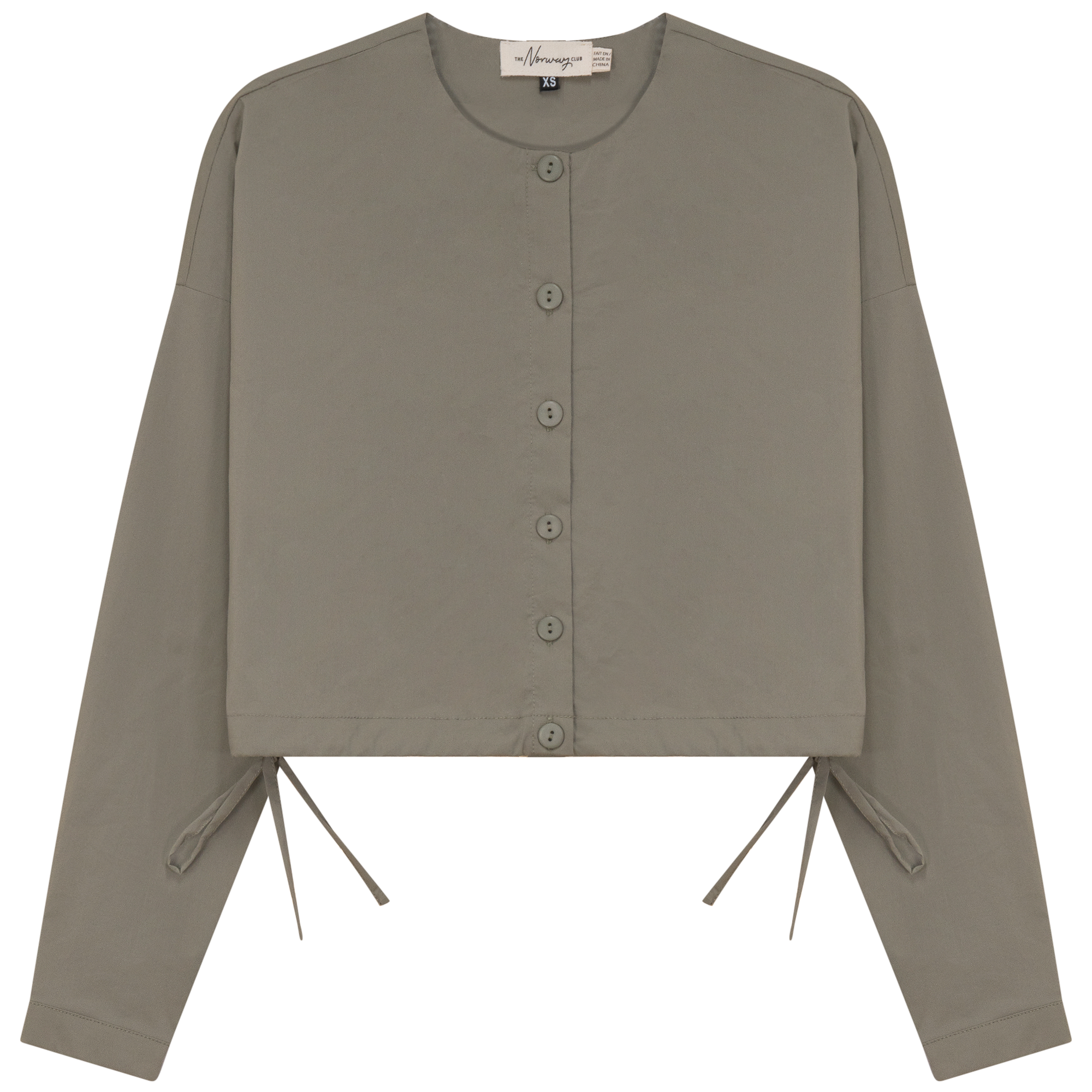 Cotton Cropped Side Tie Blouse in Stone by The Norway Club