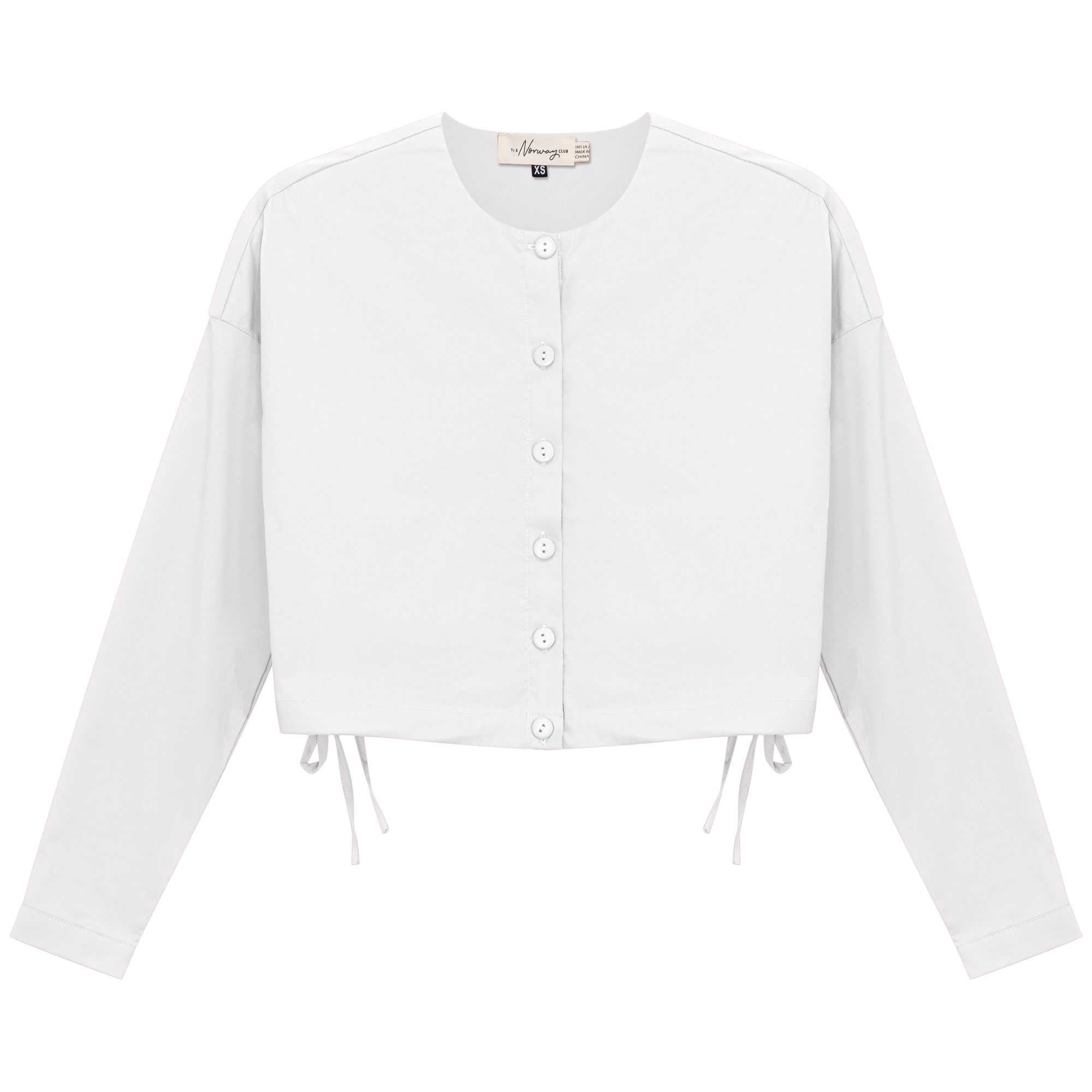 Cotton Cropped Side Tie Blouse in White by The Norway Club
