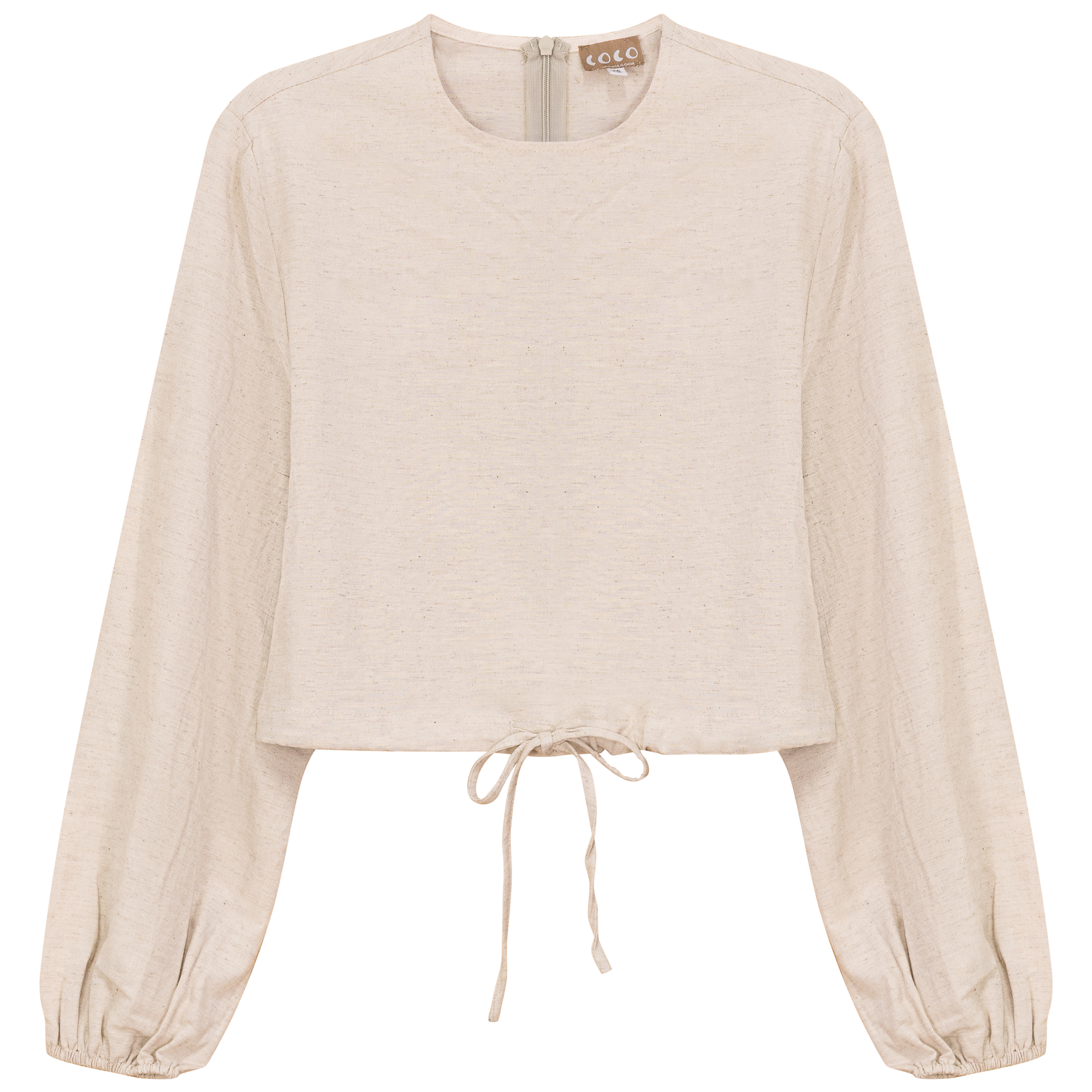 Cropped Linen Scrunch Tie Top in Stone by Coco