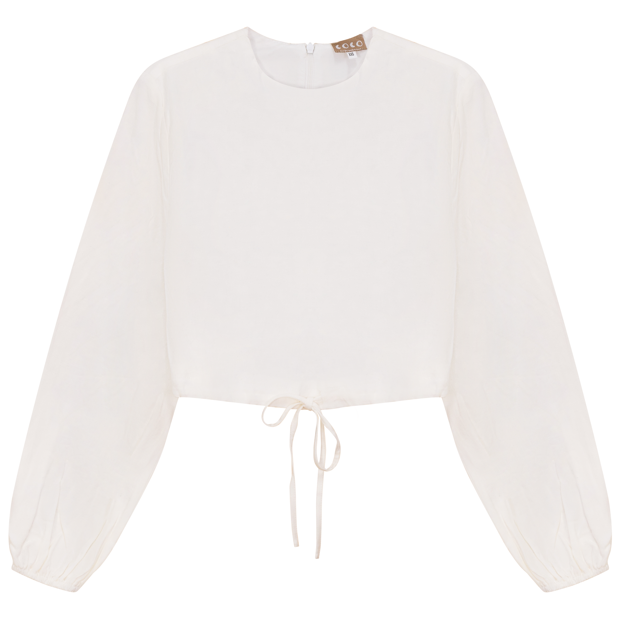 Cropped Linen Scrunch Tie Top in White by Coco