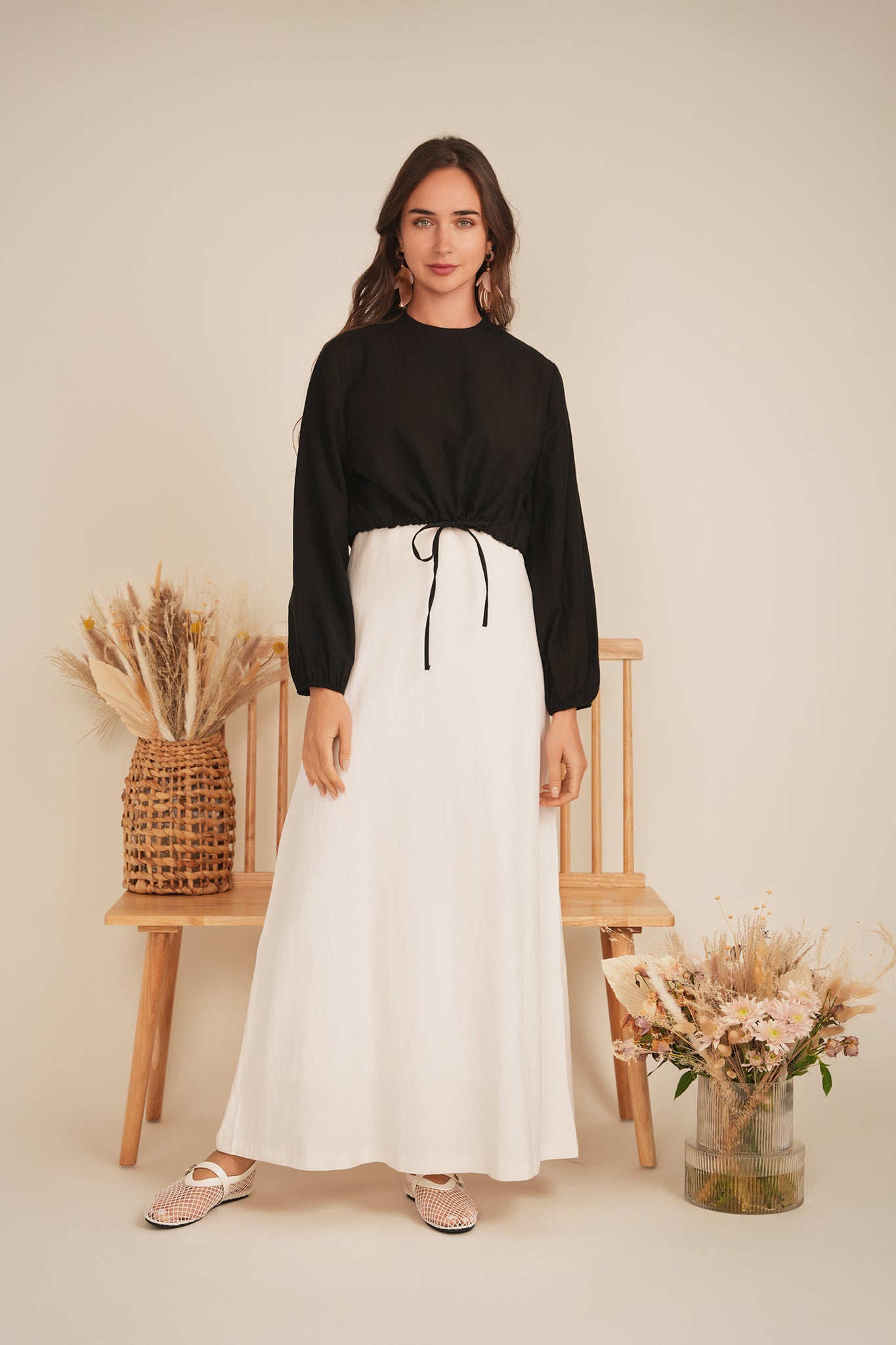 Cropped Linen Scrunch Tie Top in by Coco