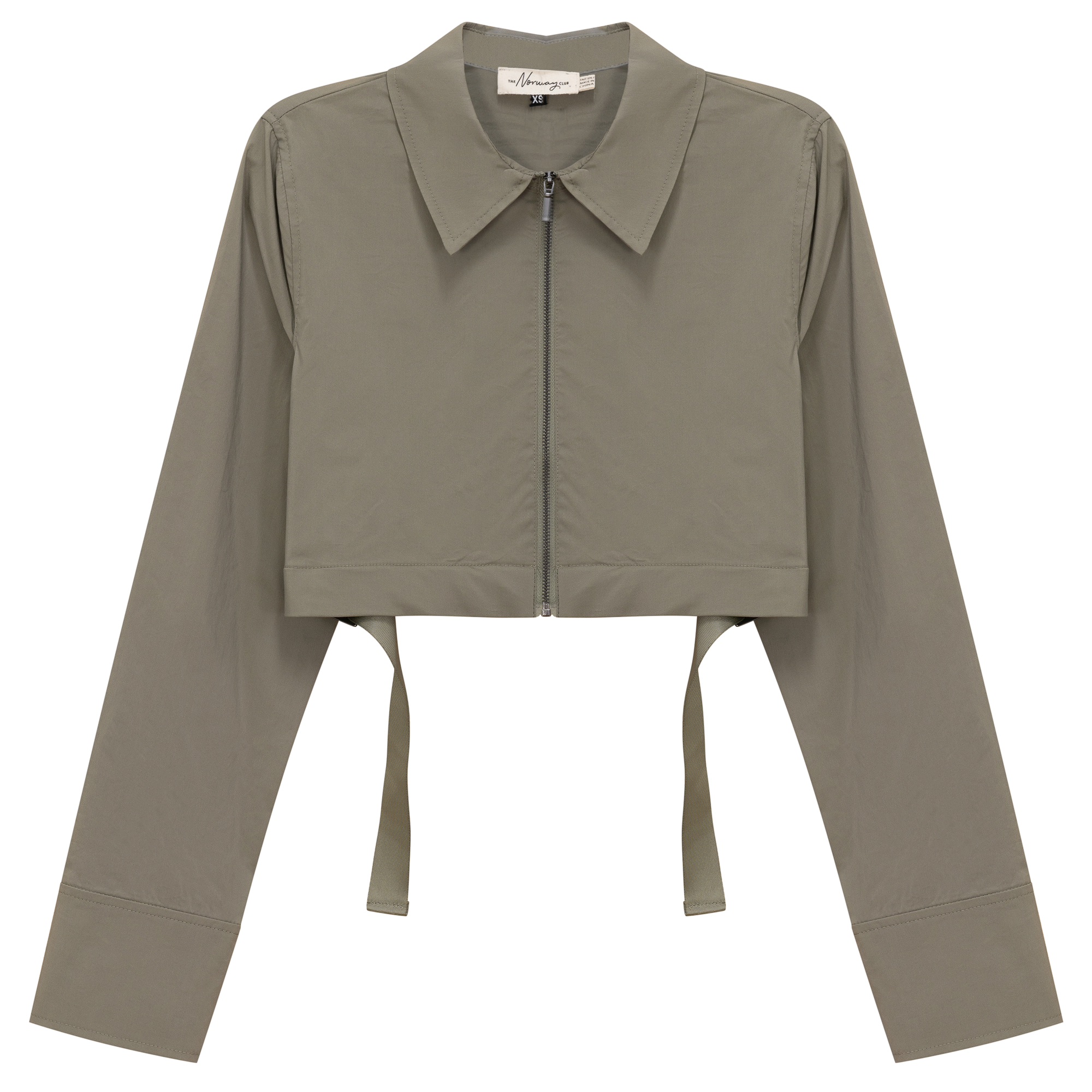 Cotton Cropped Ribbon Jacket in Stone by The Norway Club