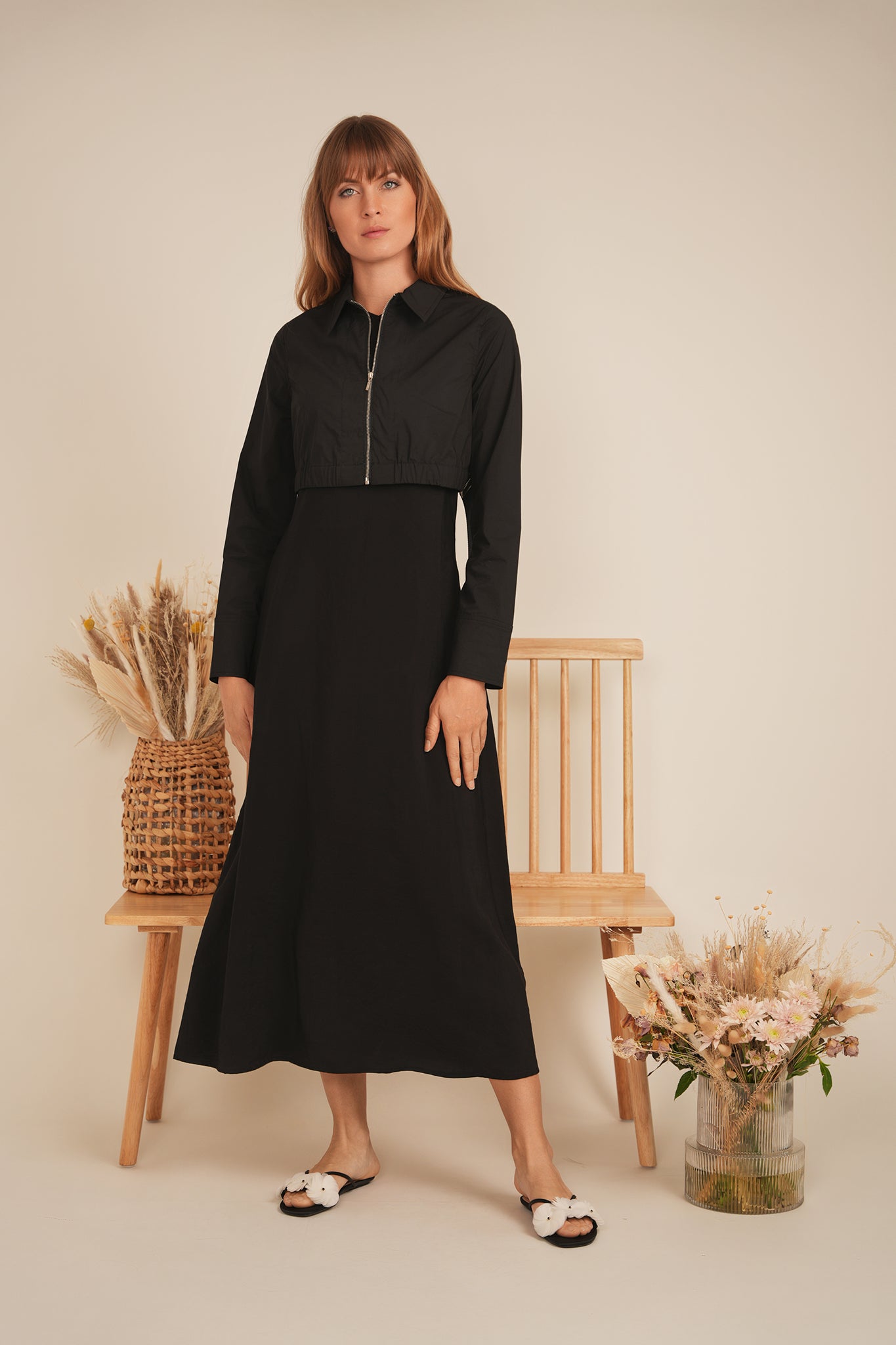 Cotton Cropped Ribbon Jacket in by The Norway Club