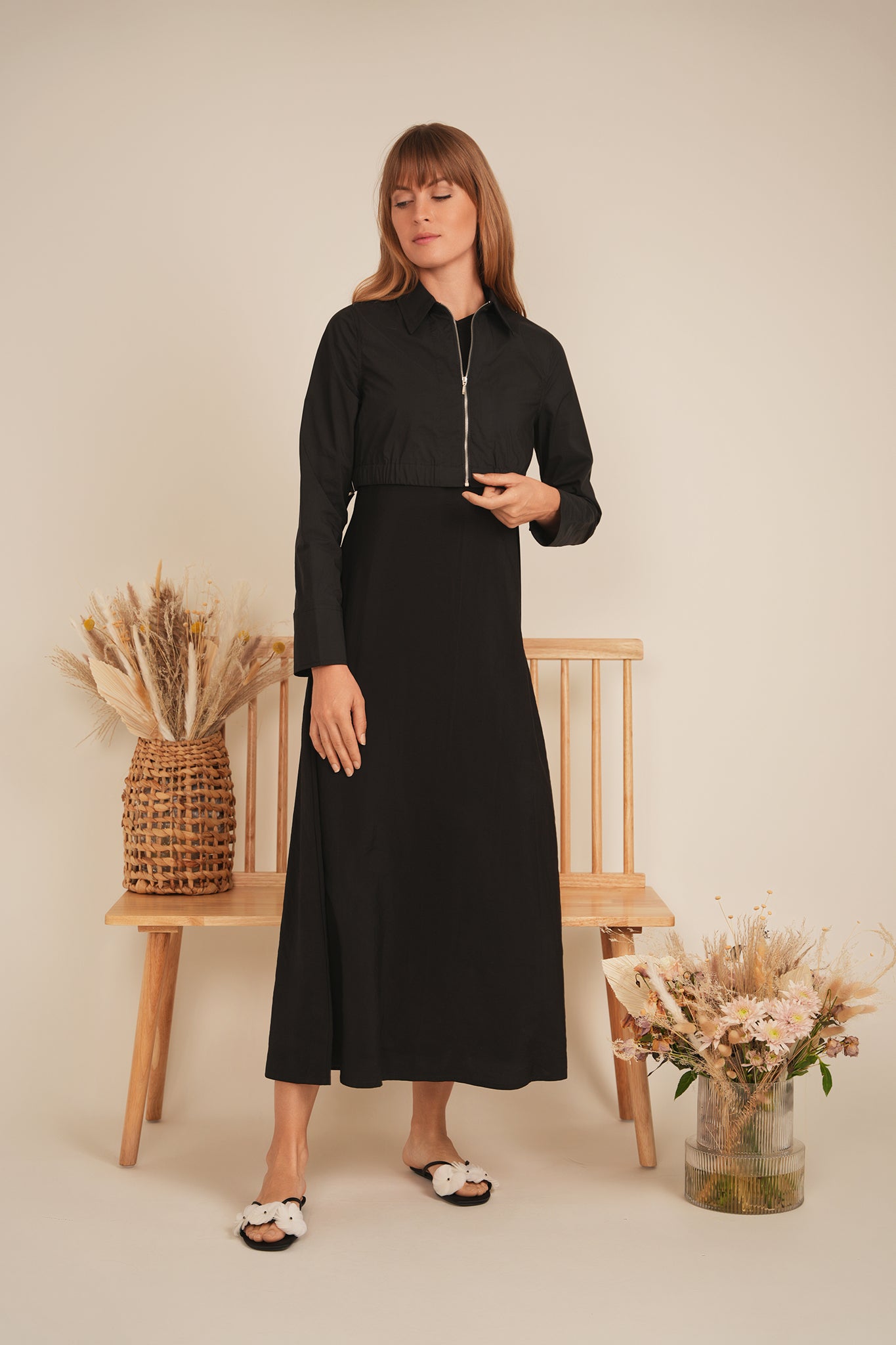 Cotton Cropped Ribbon Jacket in by The Norway Club