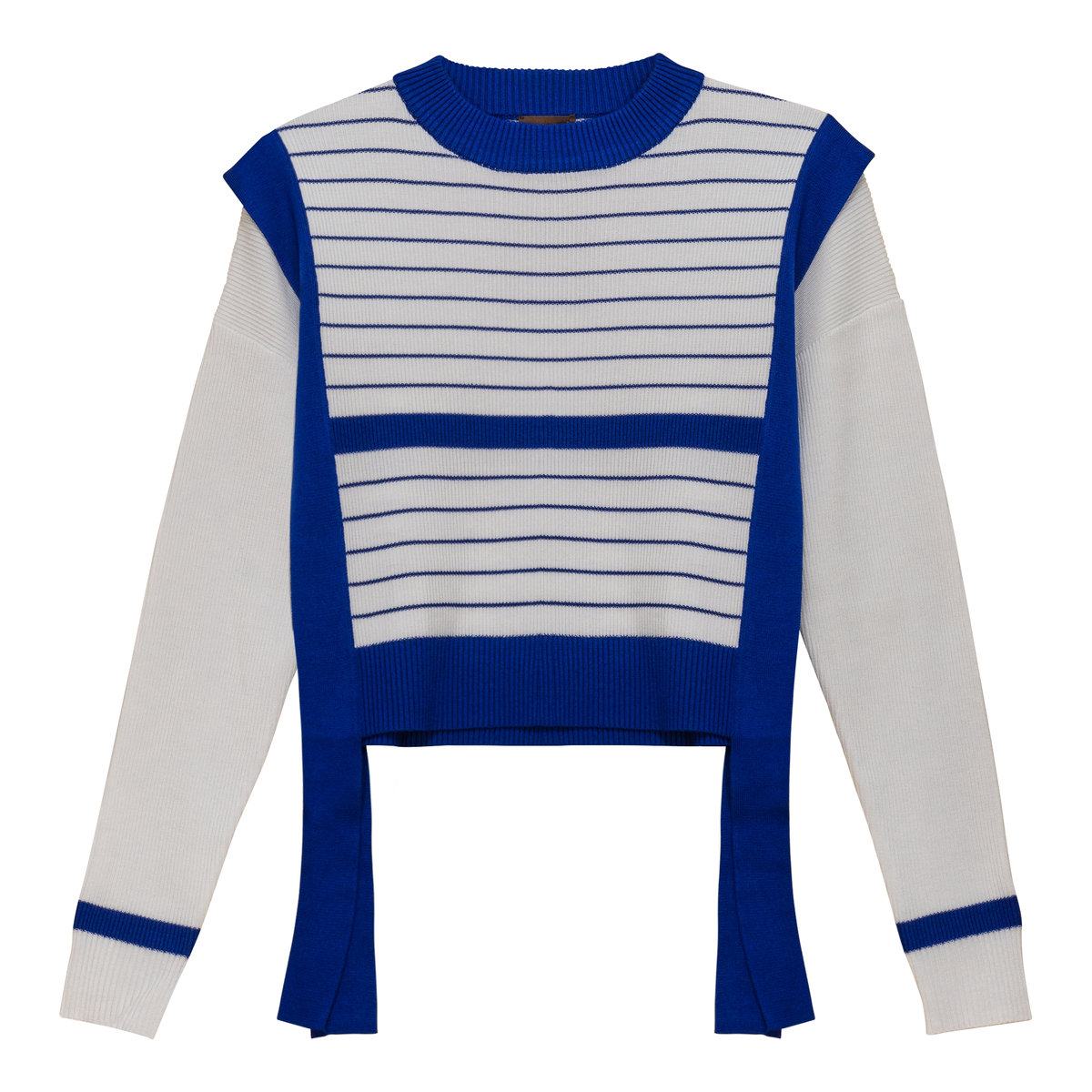 Striped Belt Sweater in White Sapphire by Coco