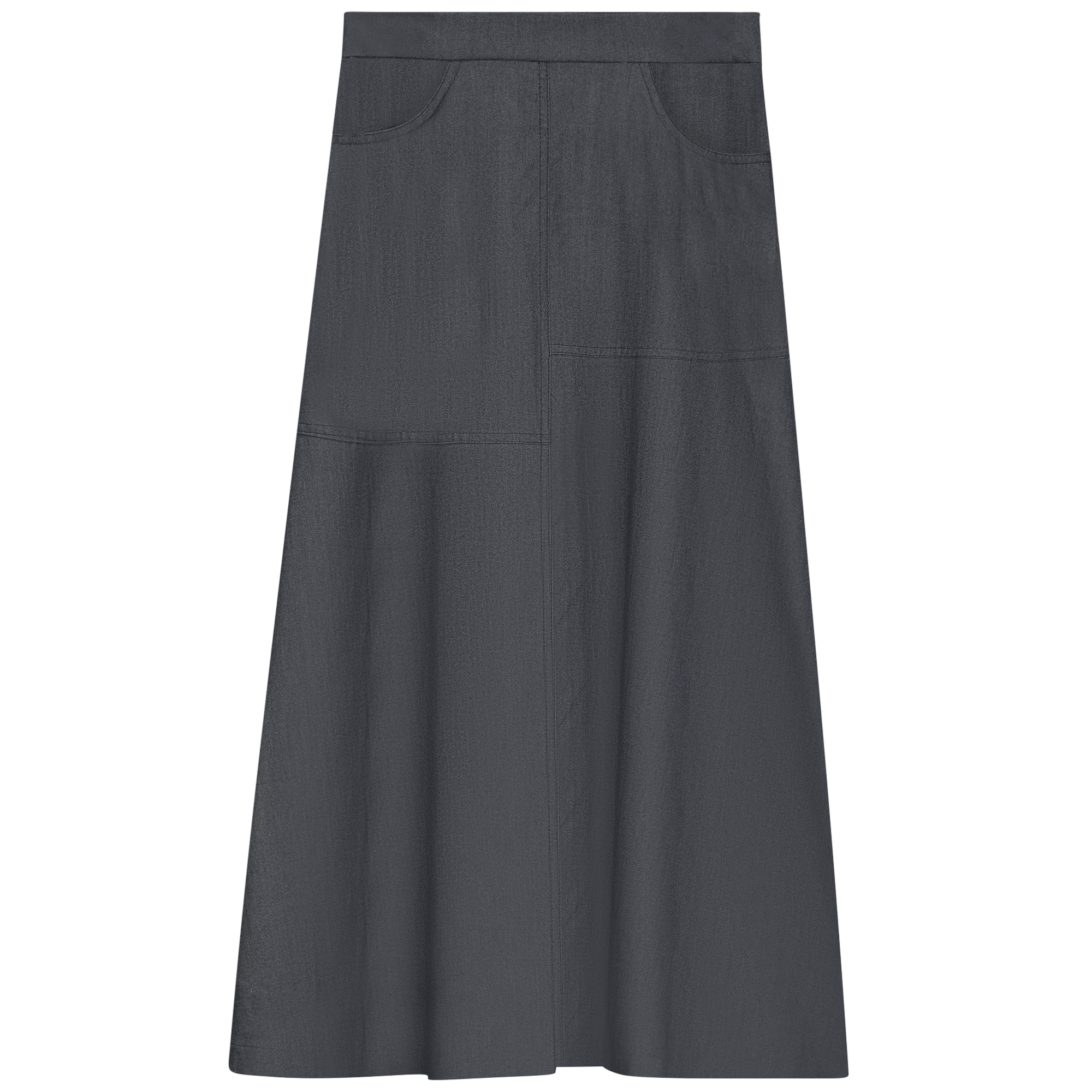 Denim Flare Skirt in Black Denim by E.U.X. Exclusive