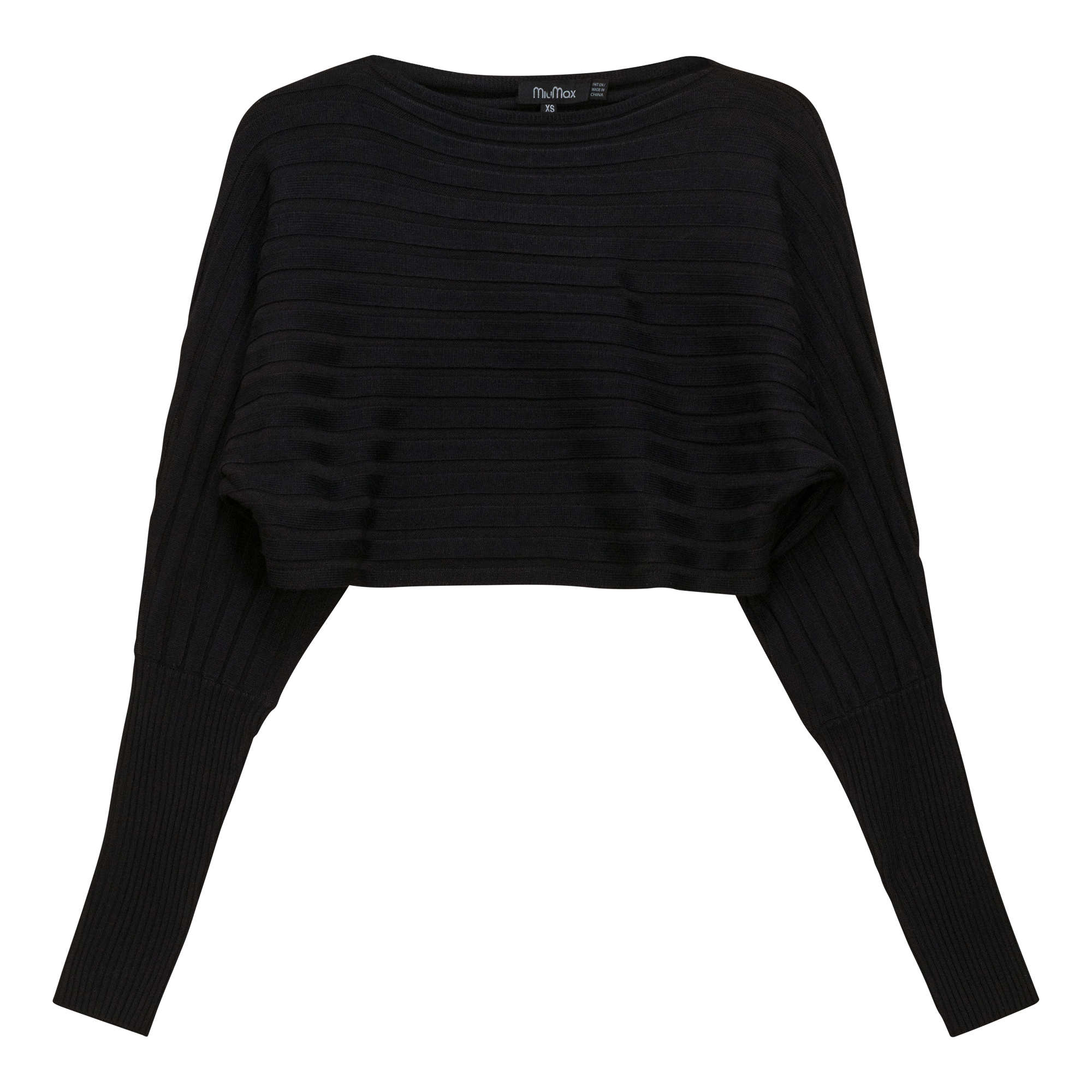 Cropped Dolman Sweater in Black by MiuMax