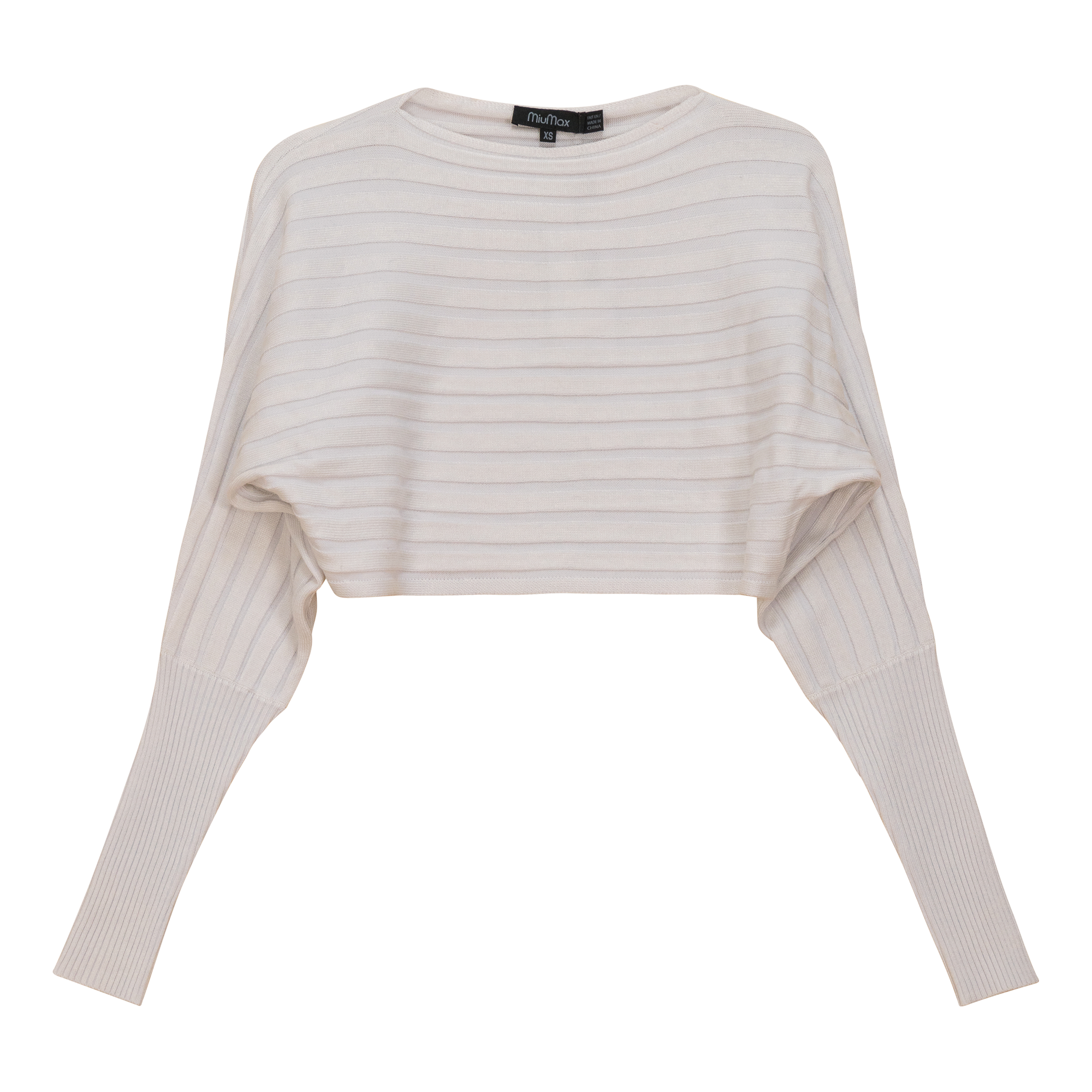 Cropped Dolman Sweater in White by MiuMax