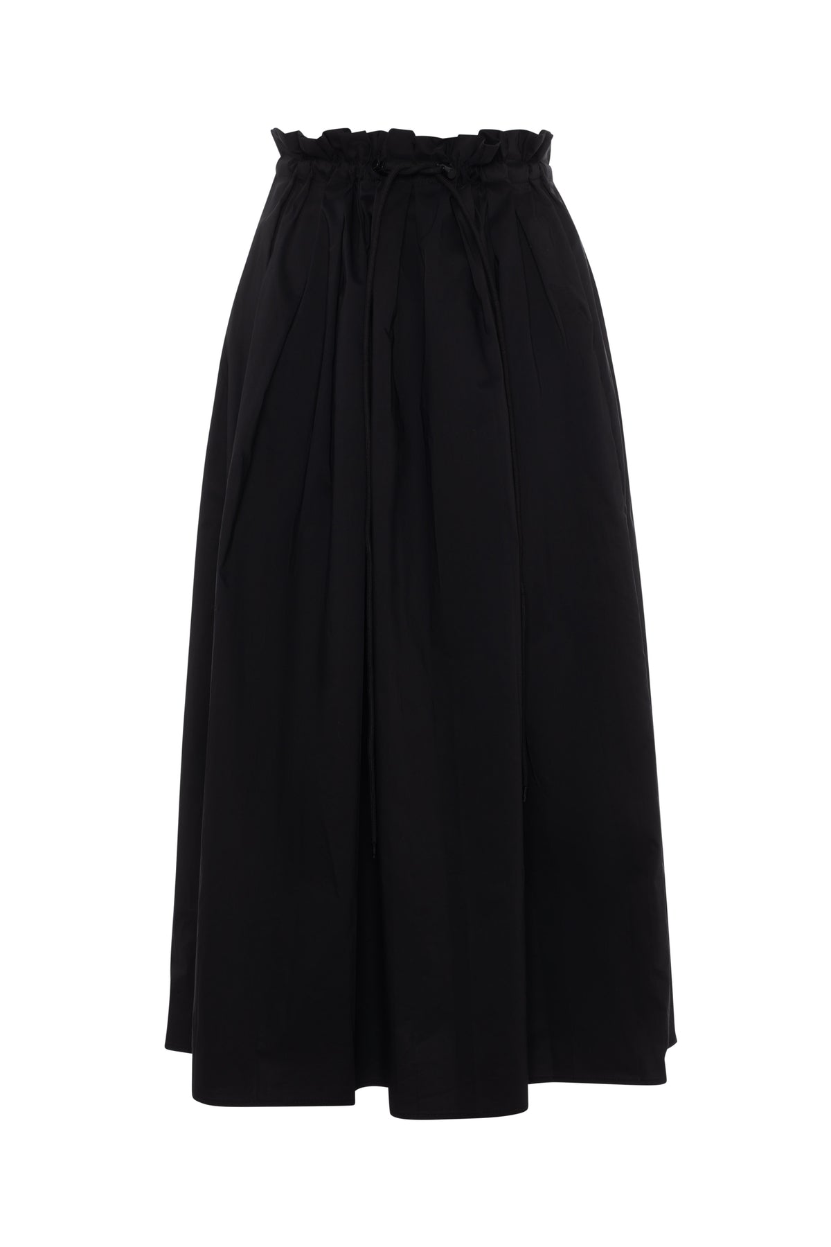 Cotton Midi Paper Bag Skirt in Black by E.U.X. Exclusive