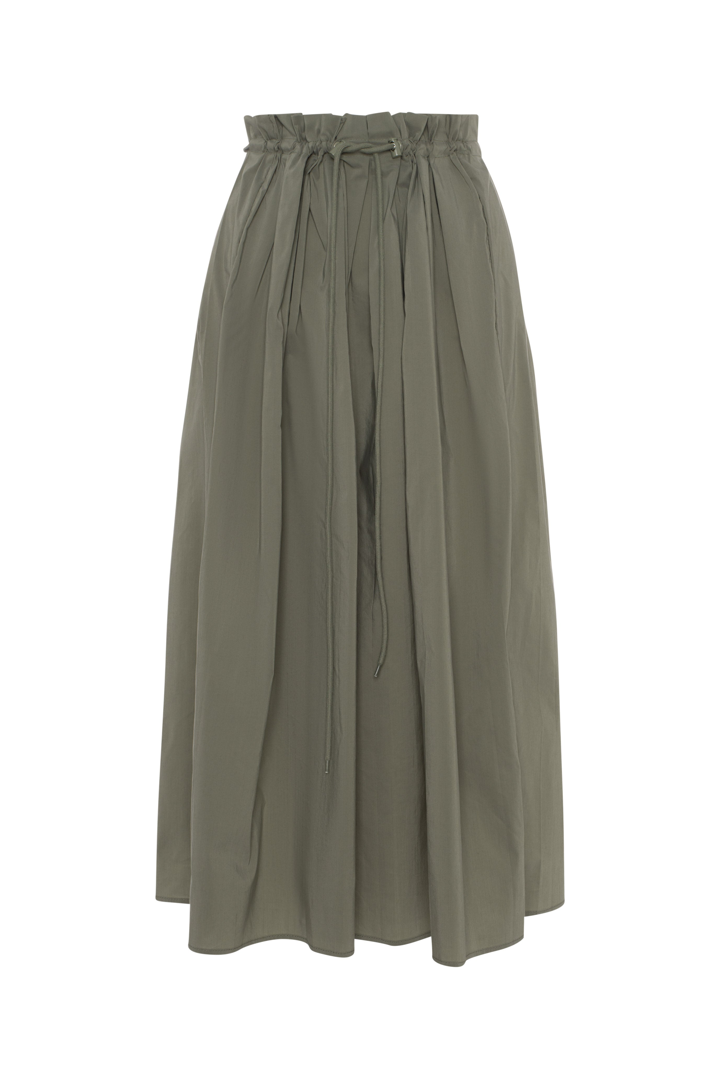 Cotton Midi Paper Bag Skirt in Stone by E.U.X. Exclusive