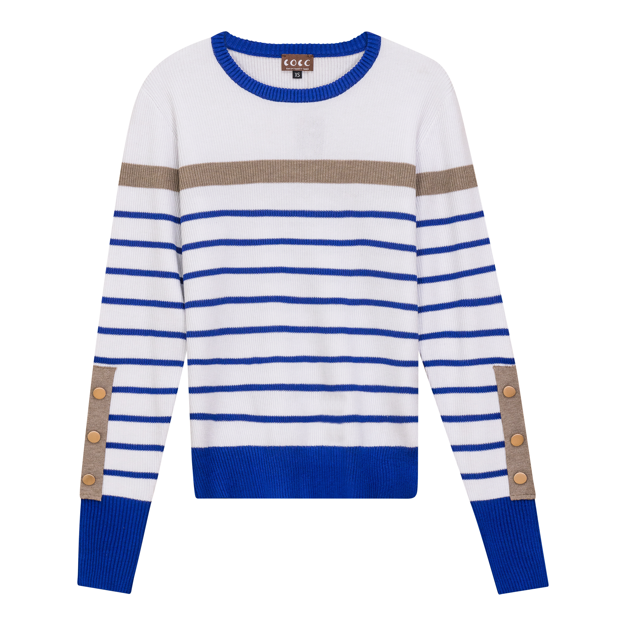 Stripped Sweater in White Light Sapphire by Coco
