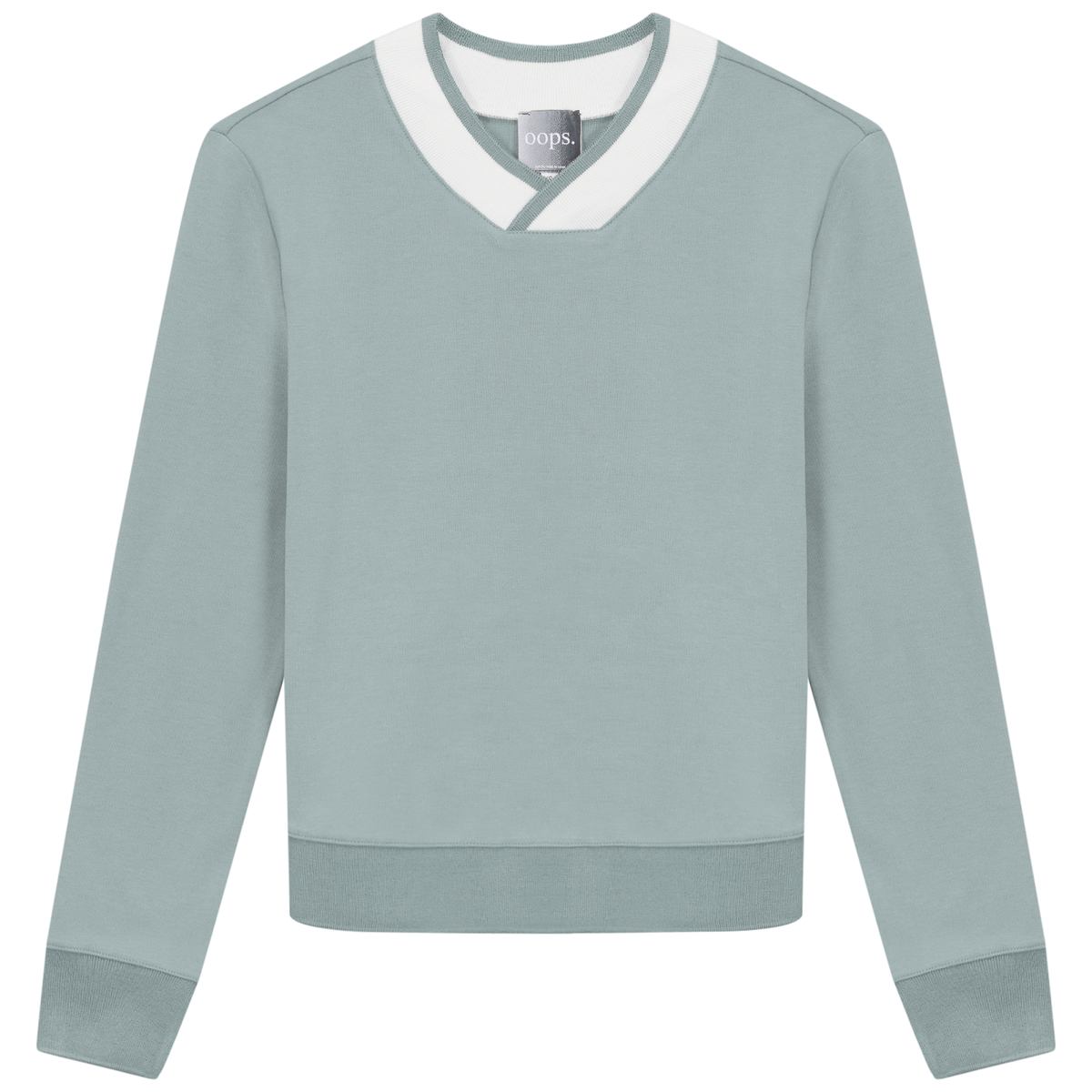 V Neck Sweatshirt in Mint by Oops