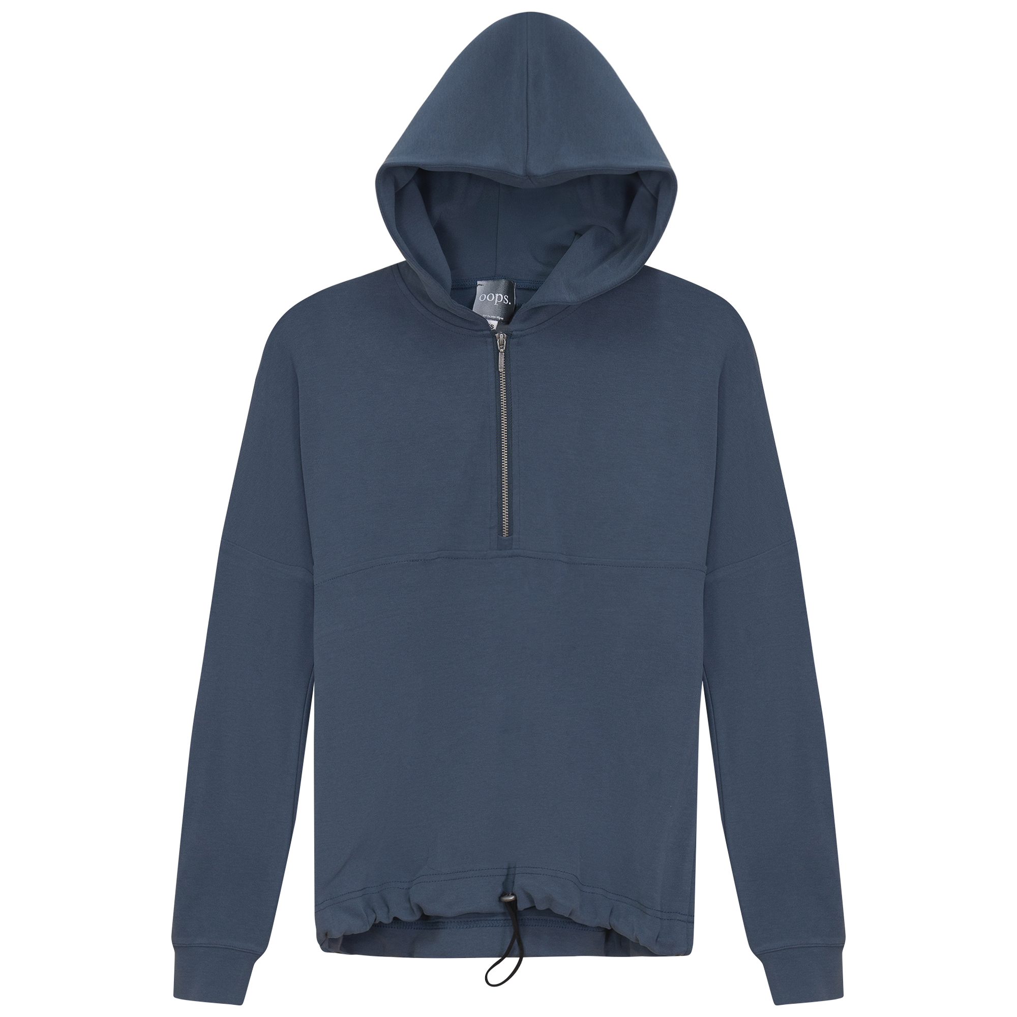 Hooded Bungee Sweatshirt in Dark Denim by Oops