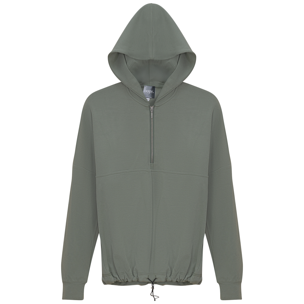 Hooded Bungee Sweatshirt in Light Olive by Oops